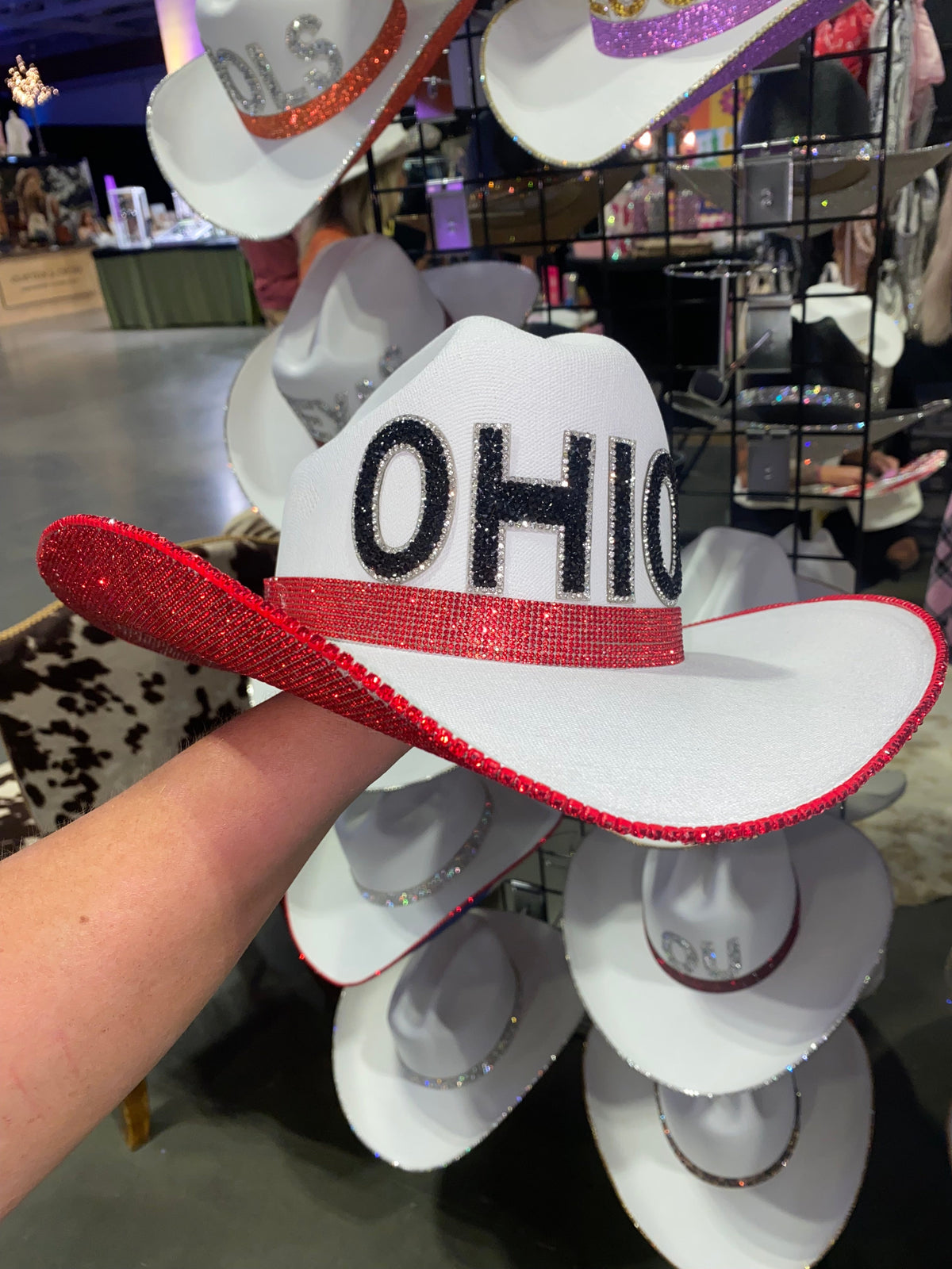 Ohio State Rhinestone Cowgirl Hat - front view | HT Animal Supply