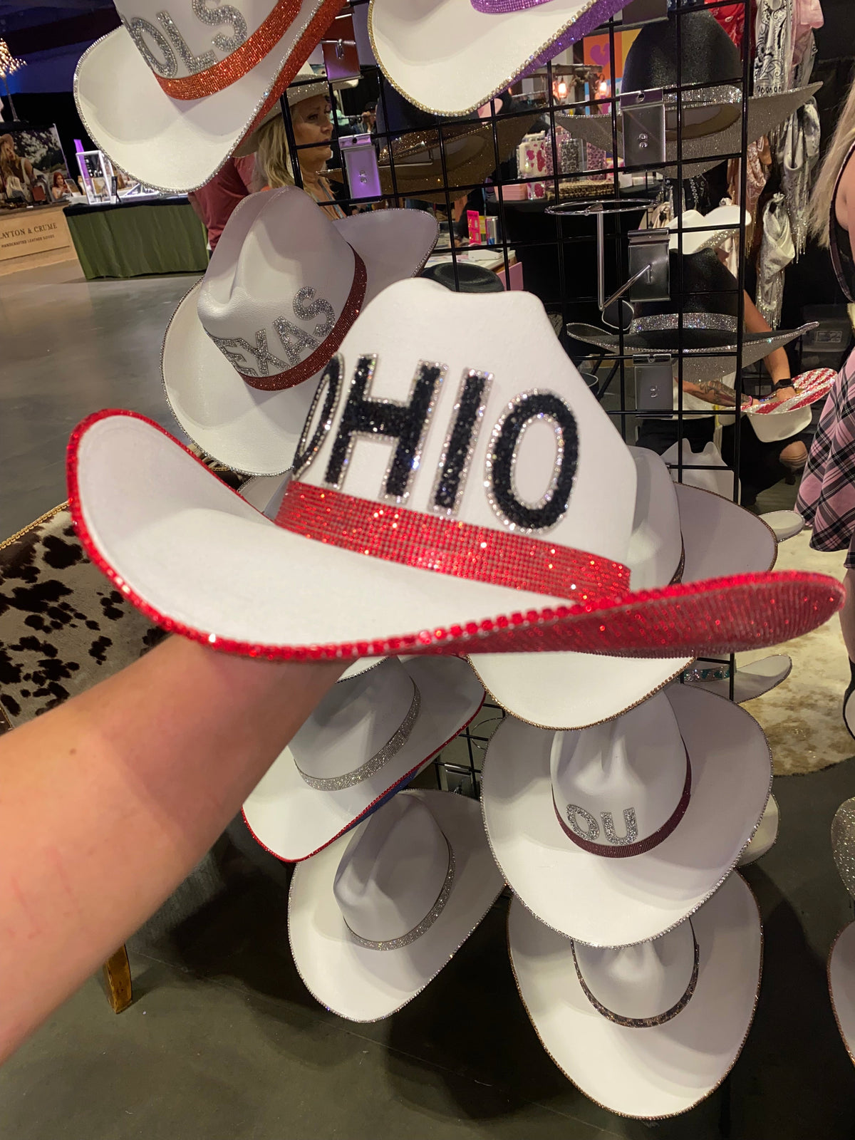 Ohio State Rhinestone Cowgirl Hat - back view | HT Animal Supply