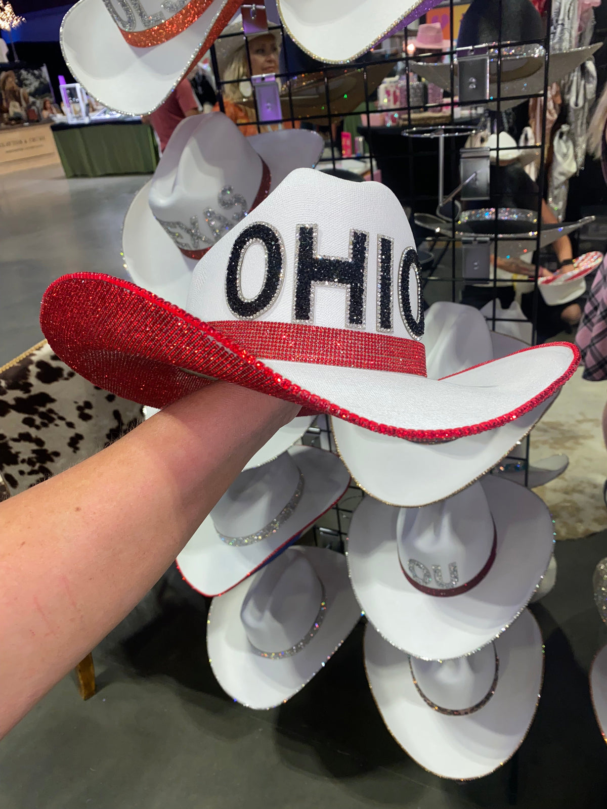 Ohio State Rhinestone Cowgirl Hat - side view | HT Animal Supply
