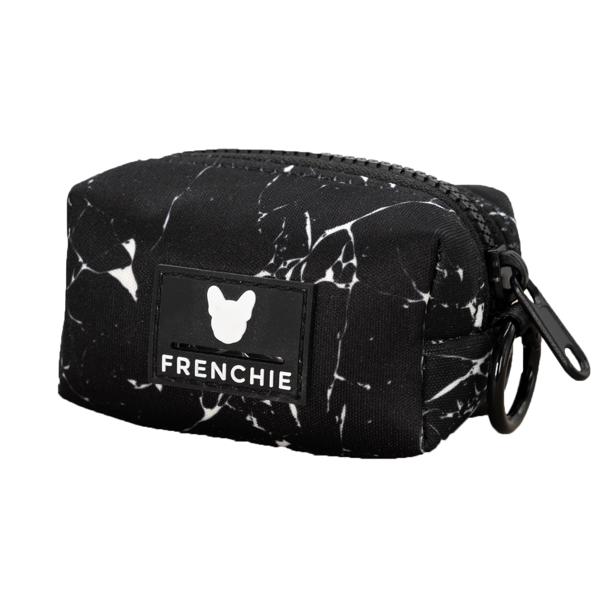 Frenchie Poo Bag Holder - Black Marble