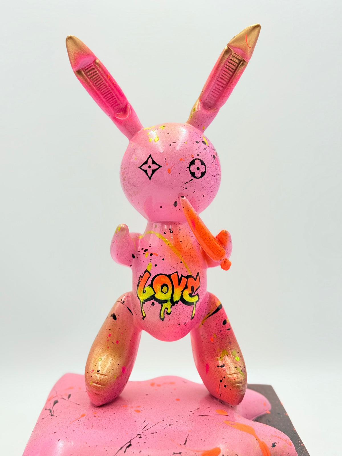 And Iconic Balloon Rabbit Sculpture Love Pink Street Art Style