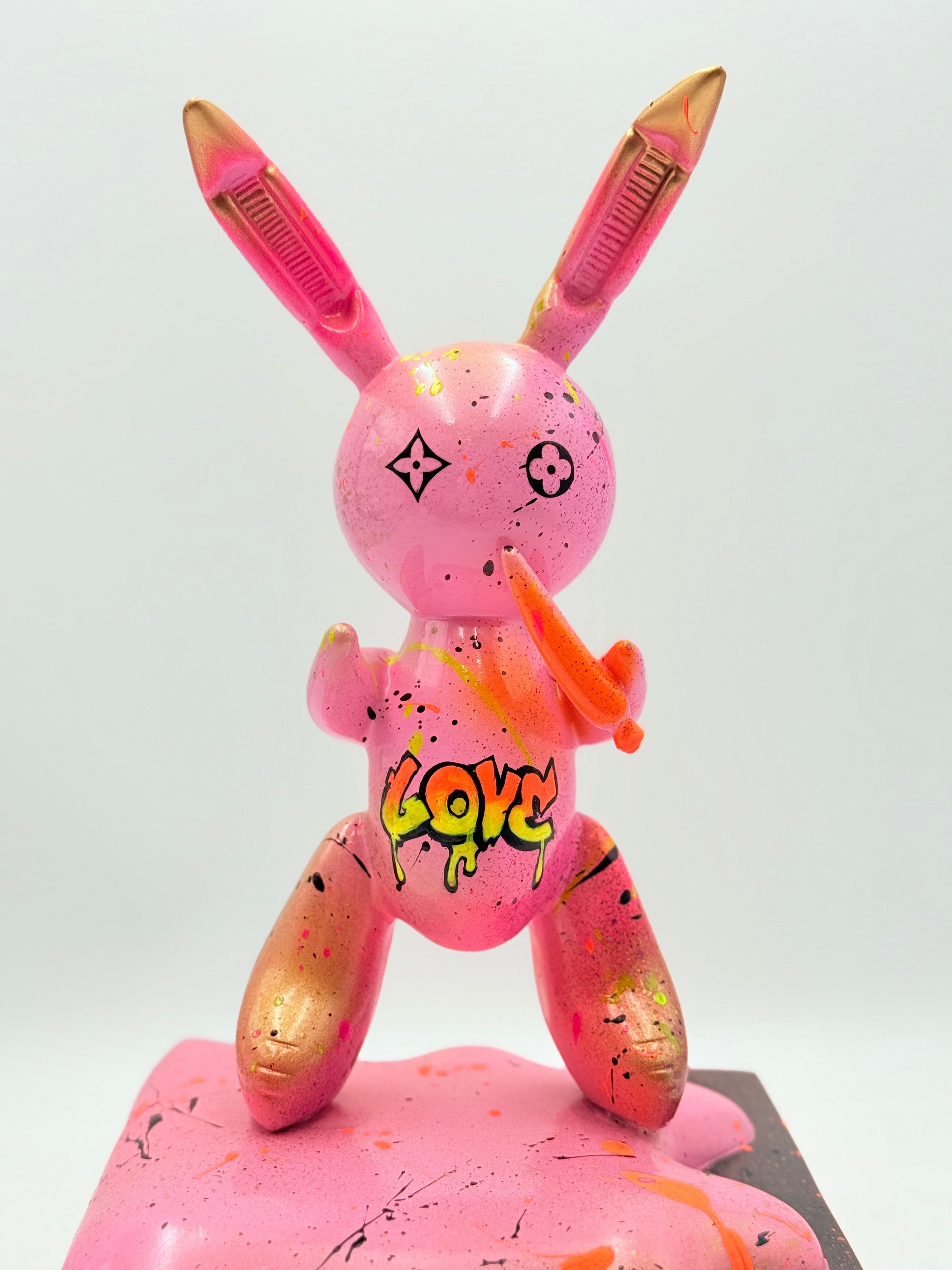 Balloon Rabbit Sculpture LOVE - Pink Street Art Edition Pink; Red Pop Art Decor Sculpture image 5 - HT Animal Supply