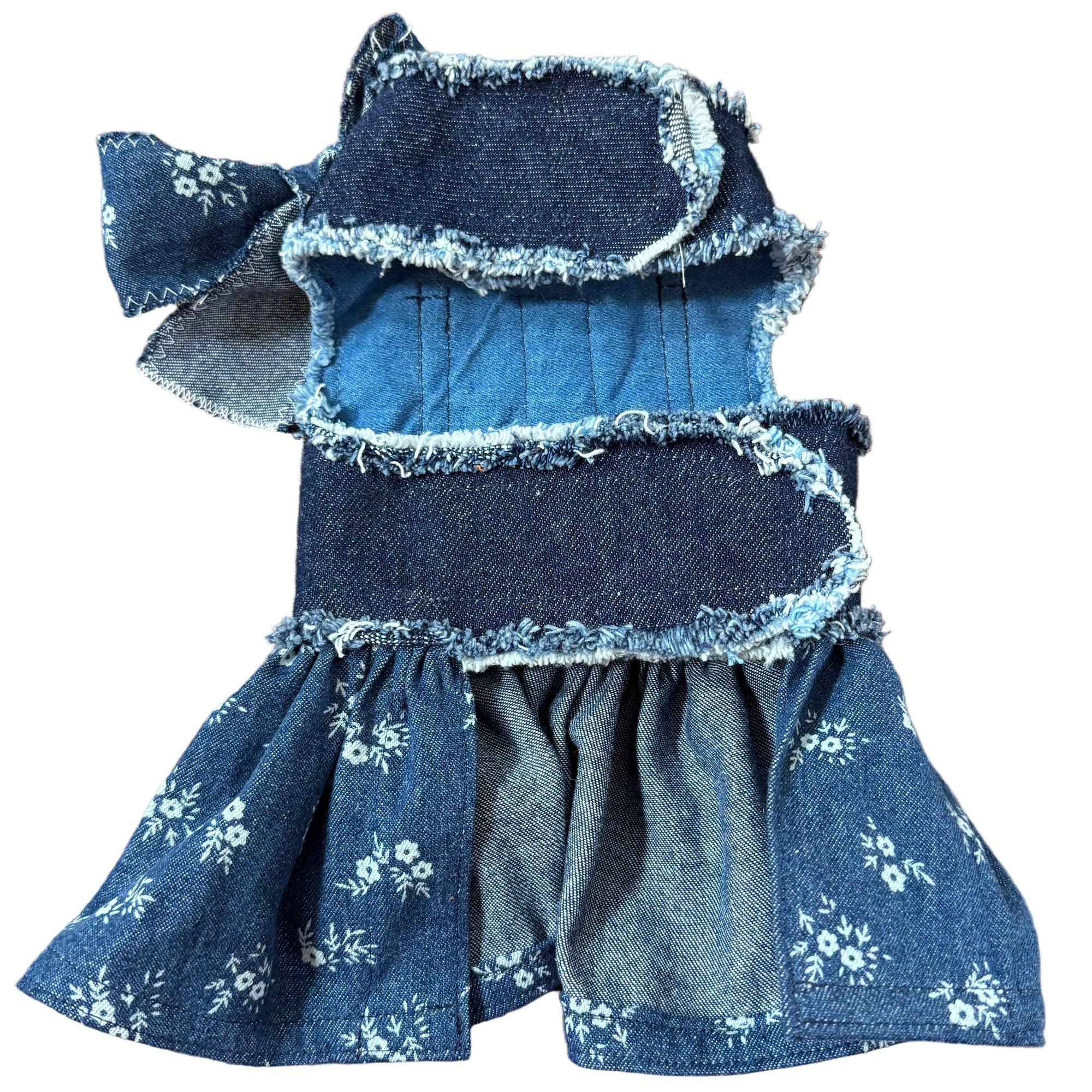 Heads or Tails Pup Denim Floral Dog Dress