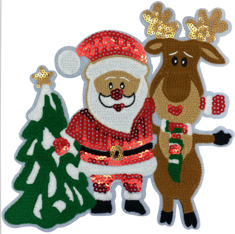Large Santa, Tree & Reindeer - Patch