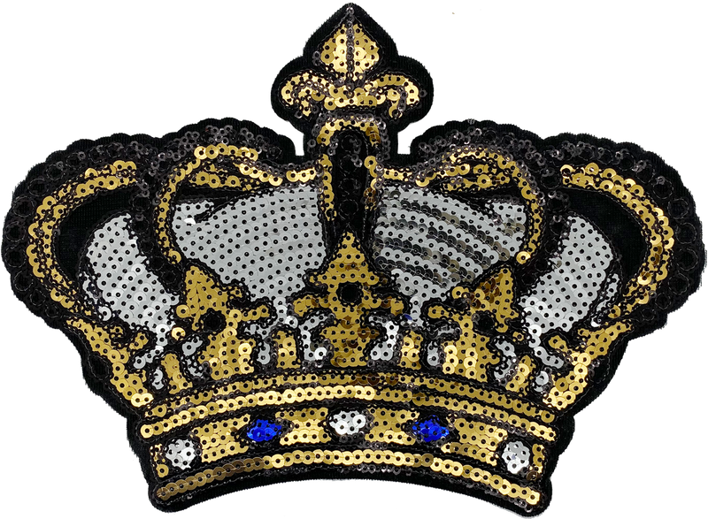 Extra Large Black,Silver & Gold Sequin Crown - Patch