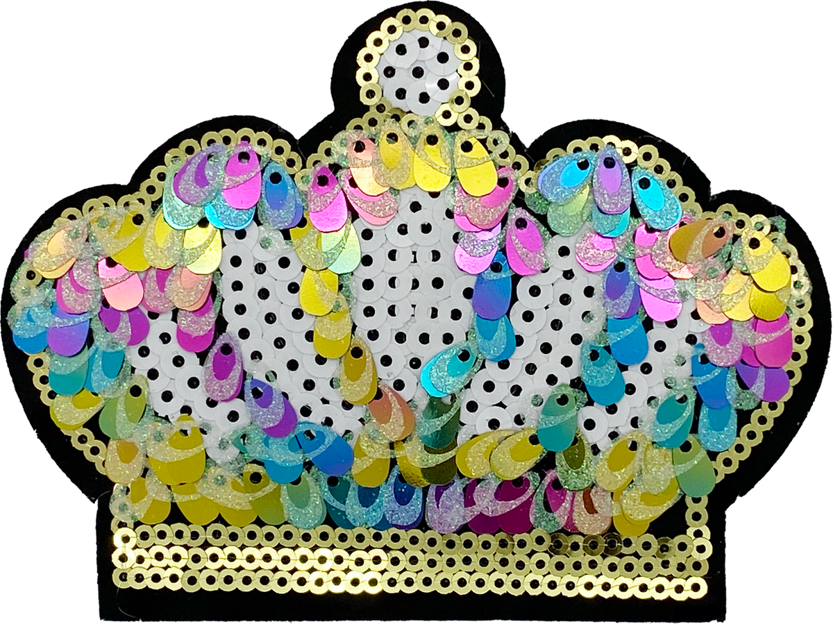 Large White Sequin Crown - Patch