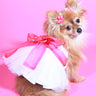 The Madeleine Dog Harness Dress with Hot Pink Sash
