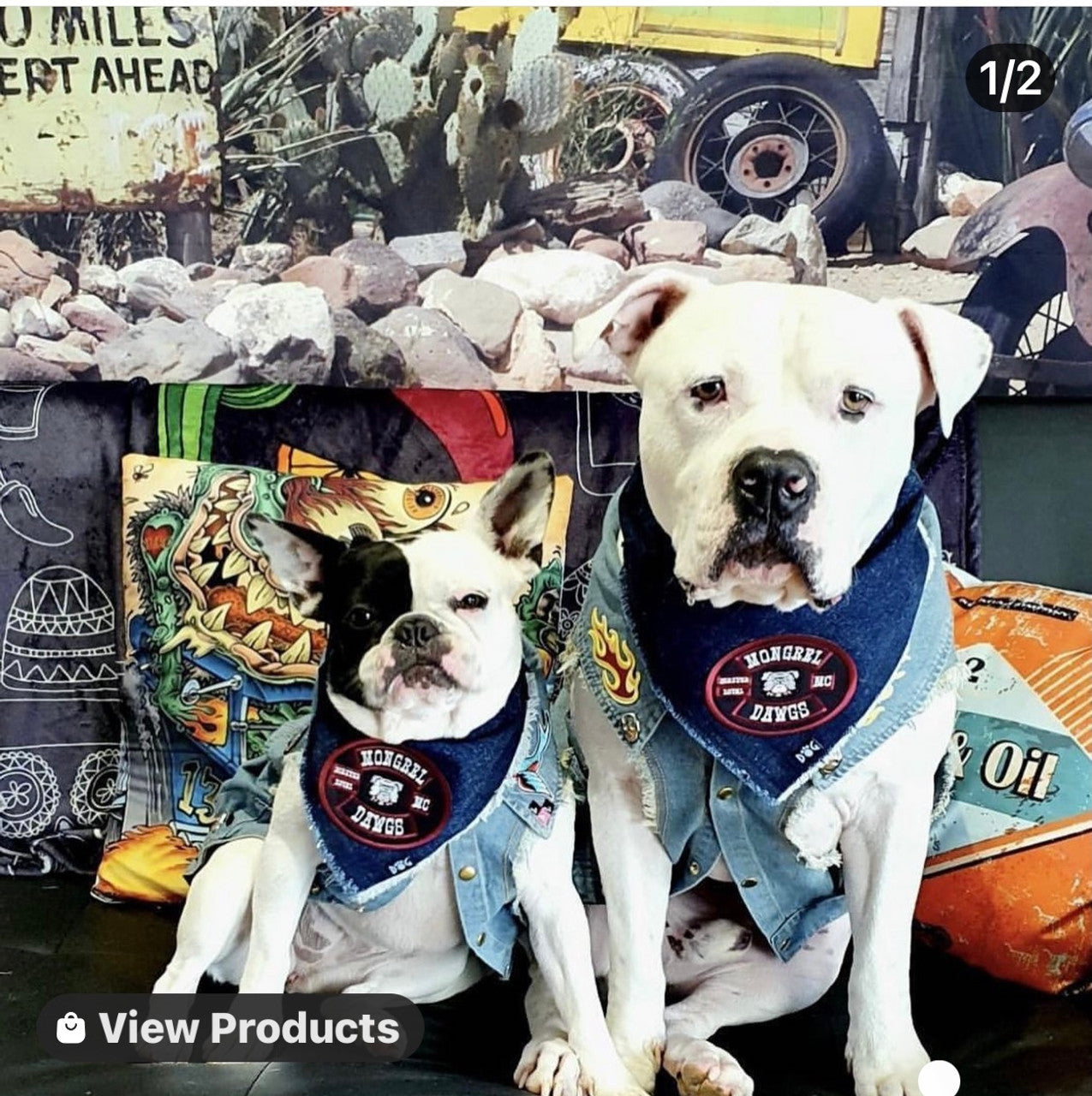 Mongrel Dawgs MC Logo Denim Bandanna