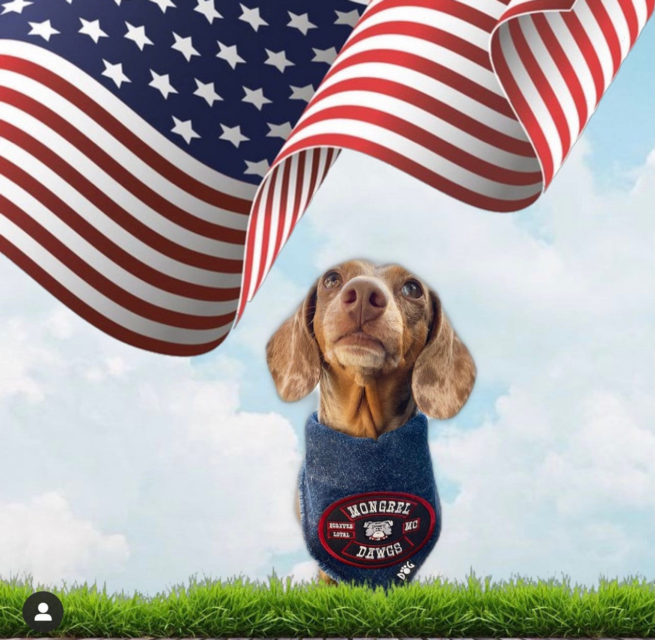 Mongrel Dawgs MC Logo Denim Bandanna