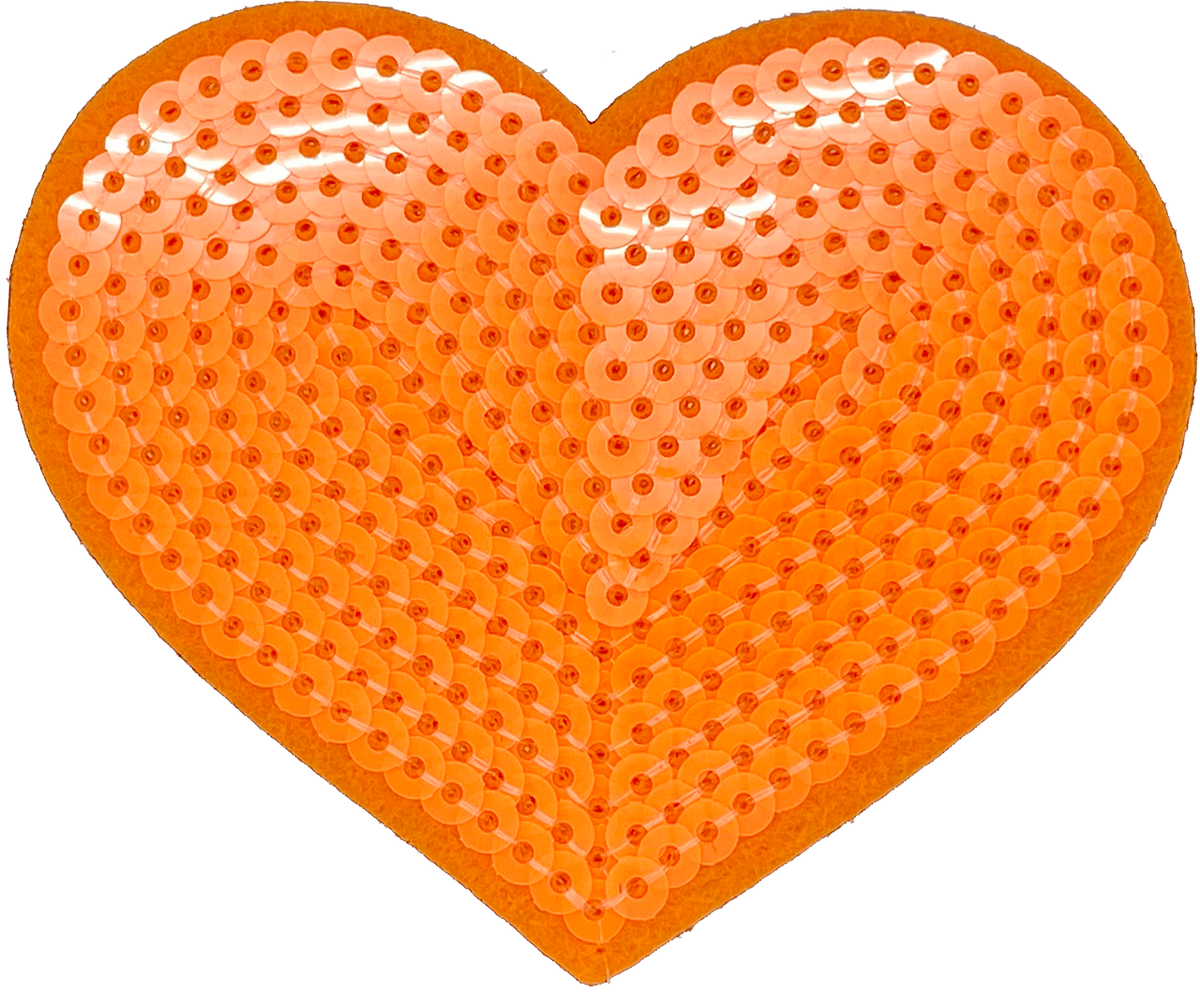 Orange Sequin Heart - Patch