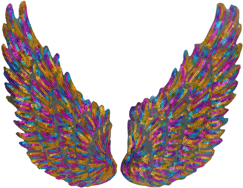 Extra Large Multicolor Sequin Wings - Patch