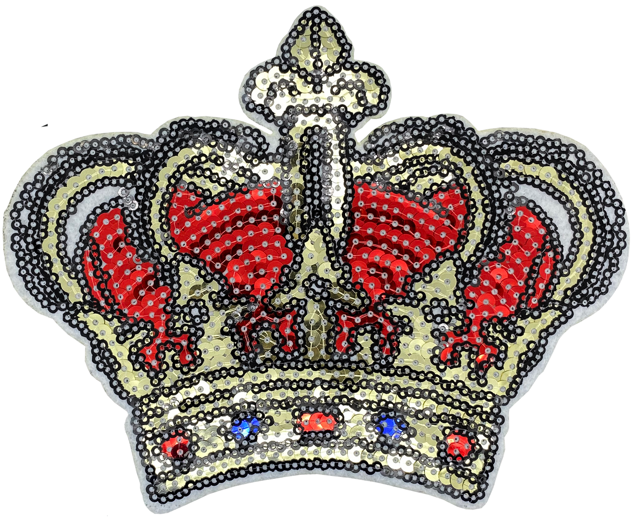 Large Red and White Sequin Crown - Patch