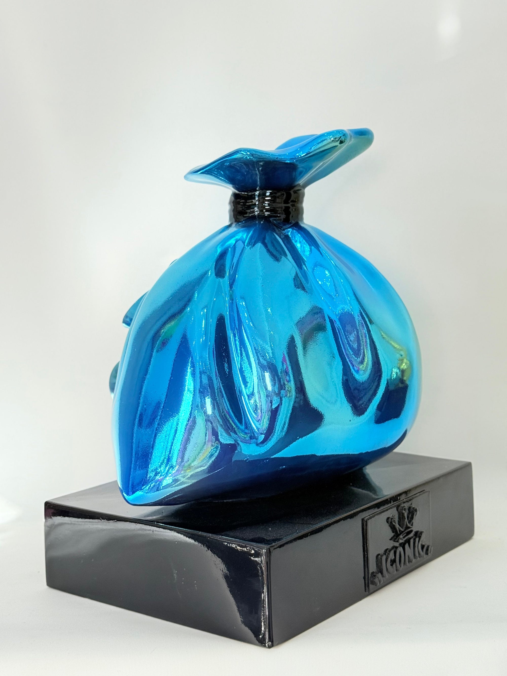 And Iconic Blue Money Bag Graffiti Pop Art Sculpture