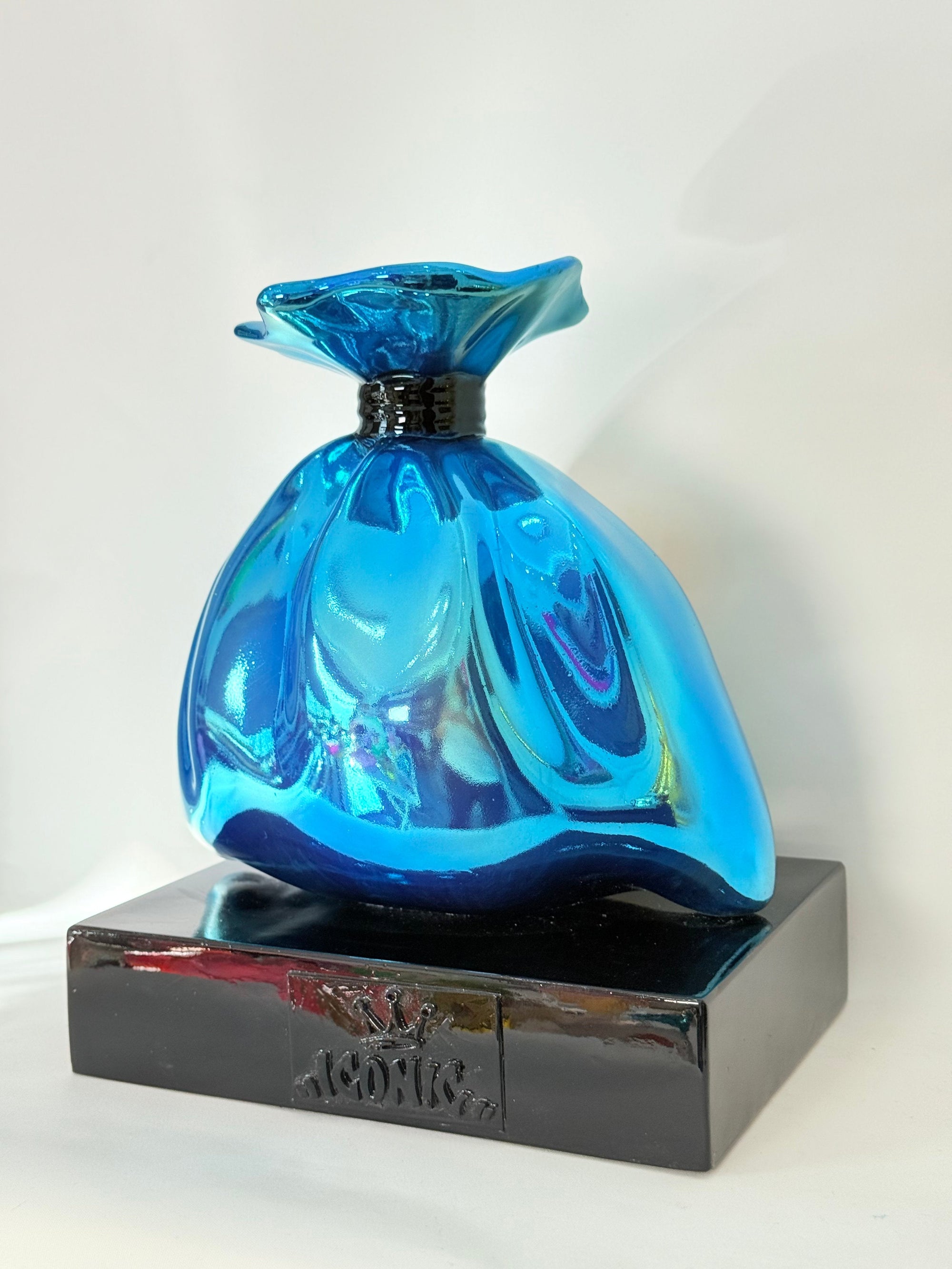 And Iconic Blue Money Bag Graffiti Pop Art Sculpture