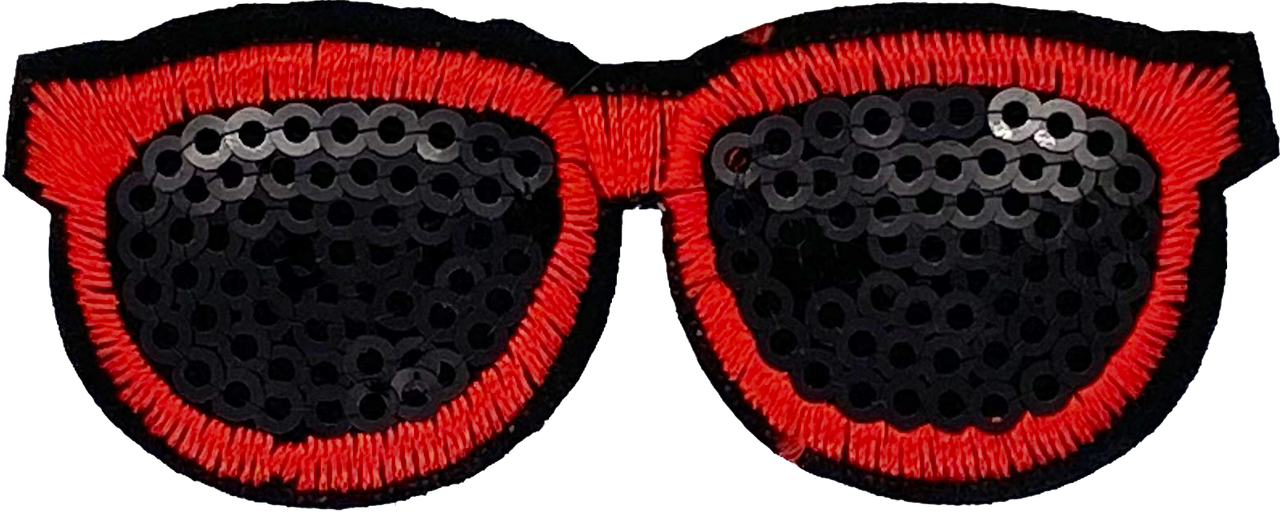 Red & Black Sequin Glasses - Patch