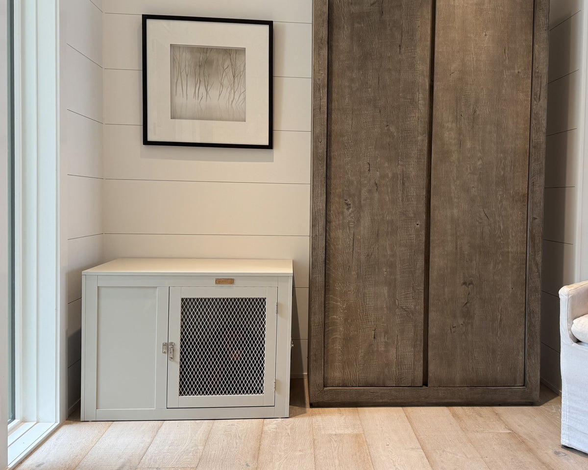 Bowsers Fresco Wood Dog Crate Furniture - Designer Indoor Crate and End Table