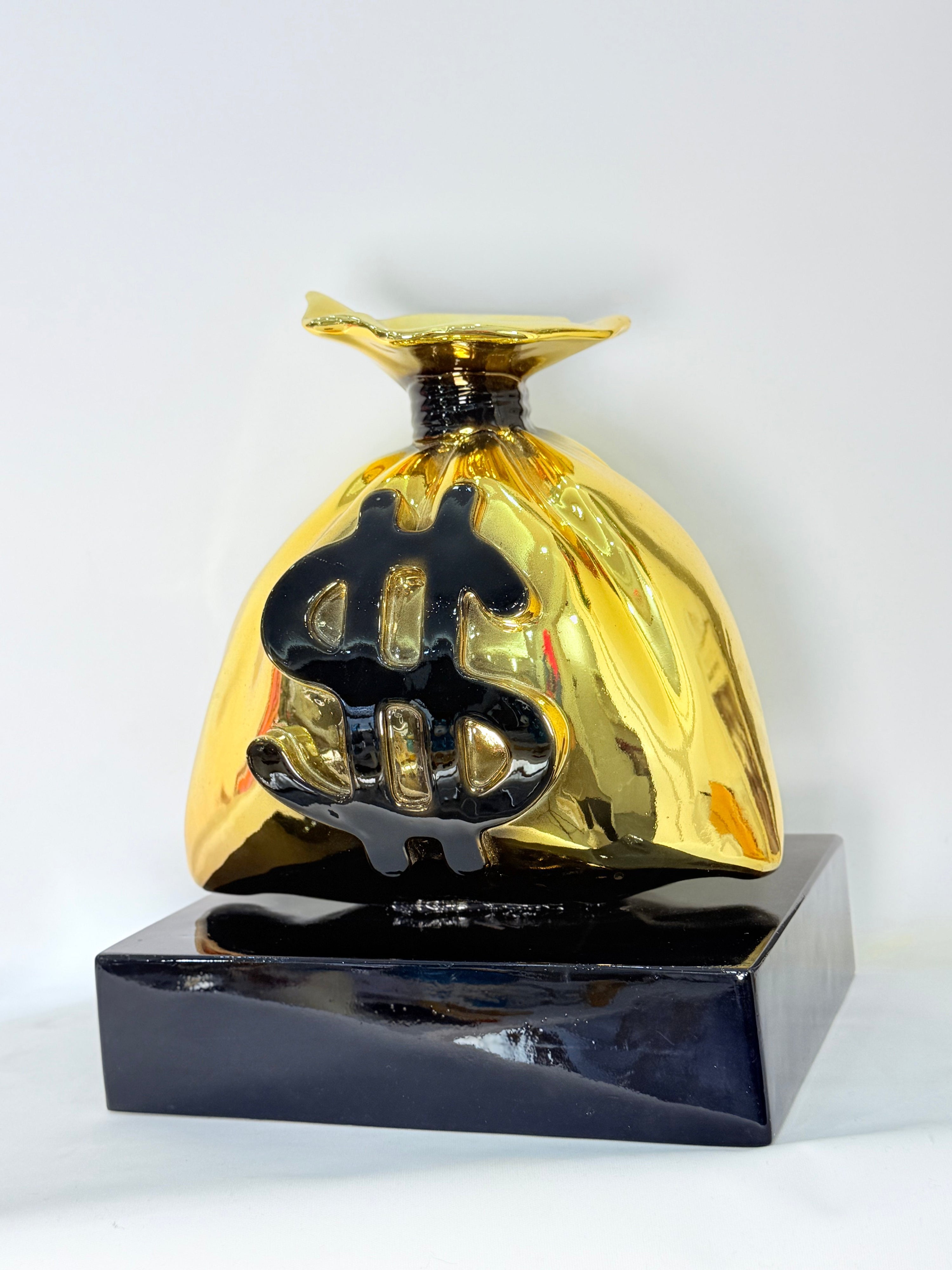 Green Money Bag Sculpture - Alec Monopoly Inspired Pop Art Sculpture Green; Red Pop Art Decor Sculpture image 3 - HT Animal Supply