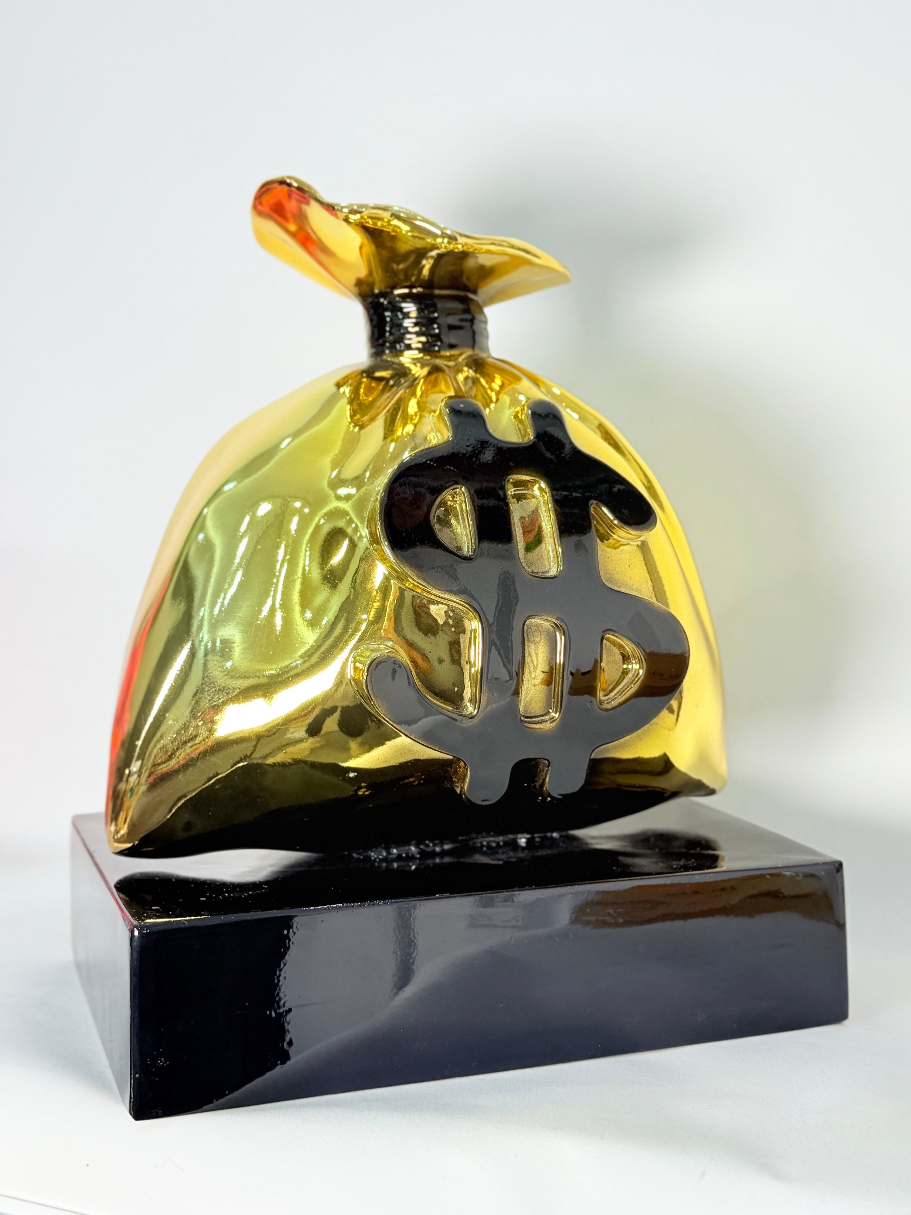 Green Money Bag Sculpture - Alec Monopoly Inspired Pop Art Sculpture Green; Red Pop Art Decor Sculpture image 4 - HT Animal Supply