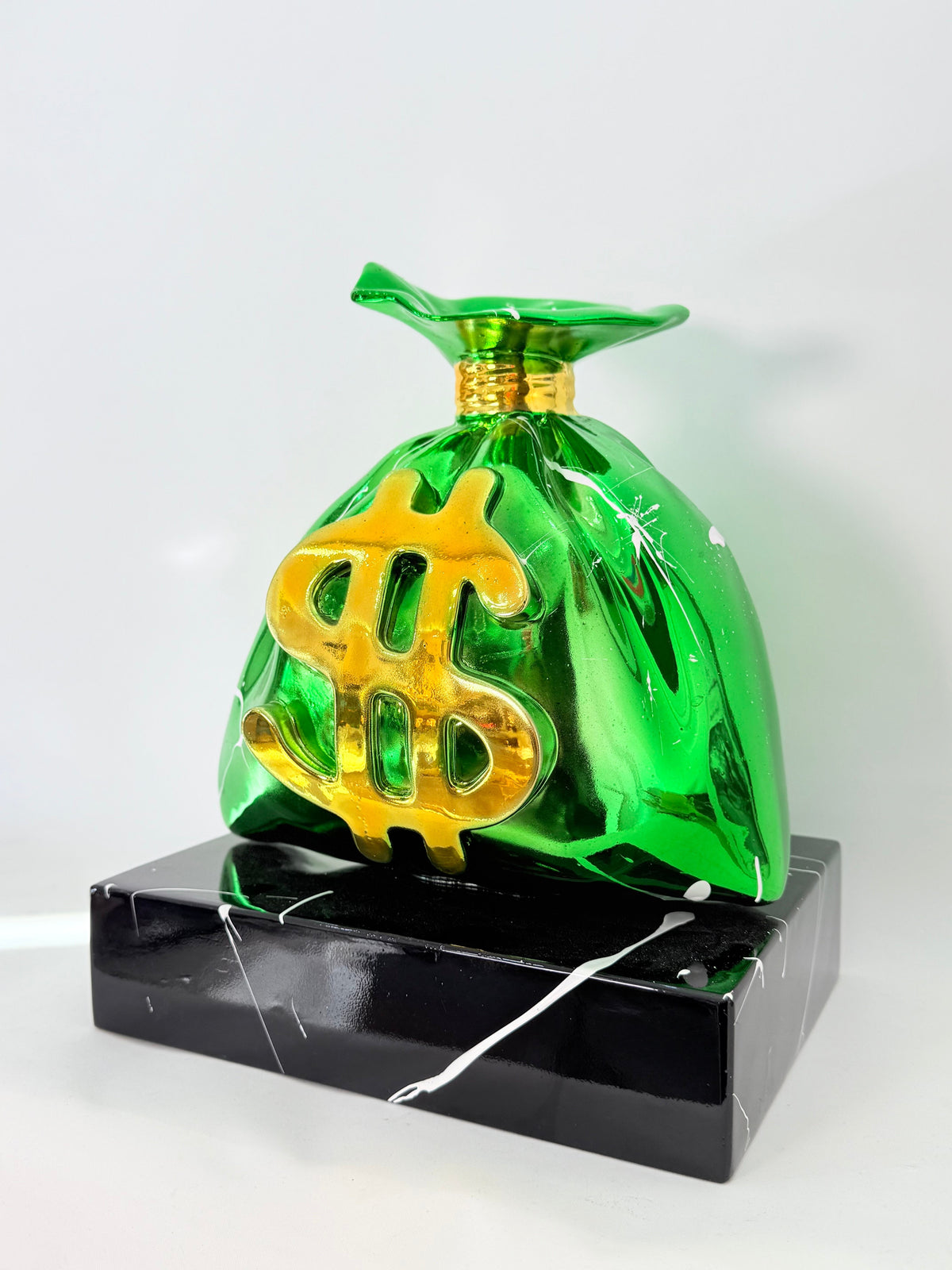 And Iconic Green Money Bag Graffiti Pop Art Sculpture
