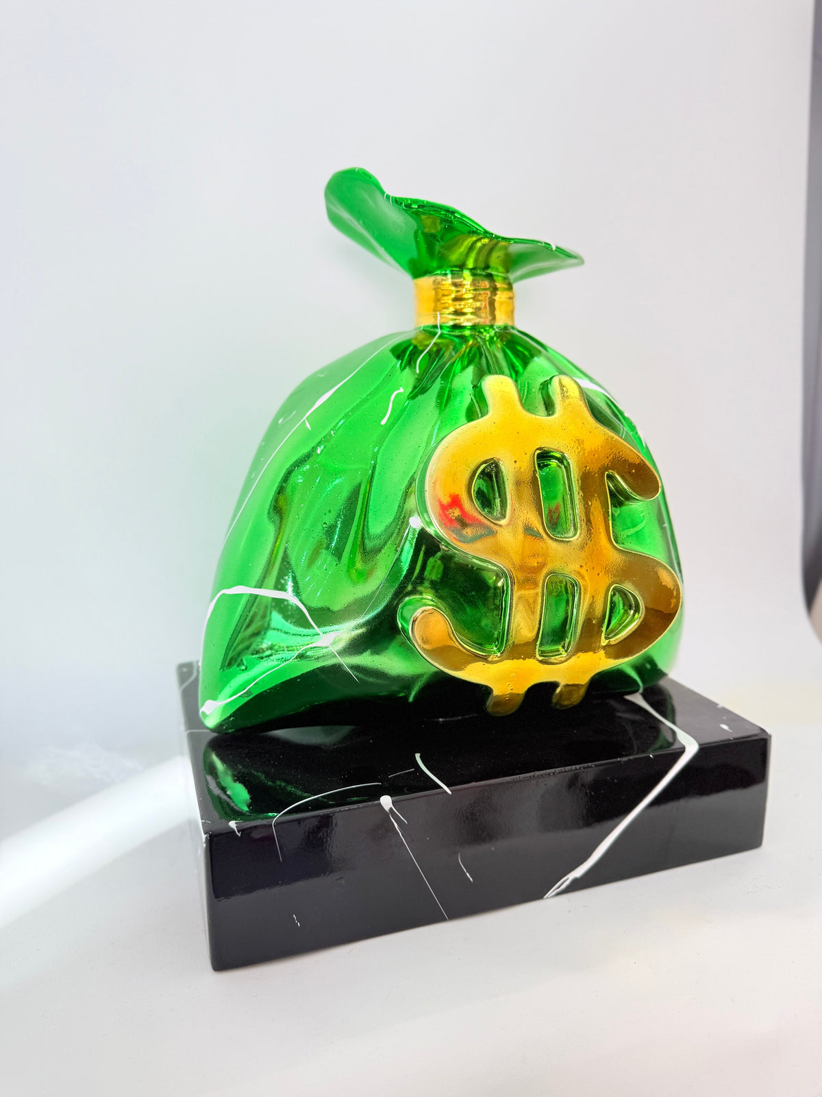 And Iconic Green Money Bag Graffiti Pop Art Sculpture
