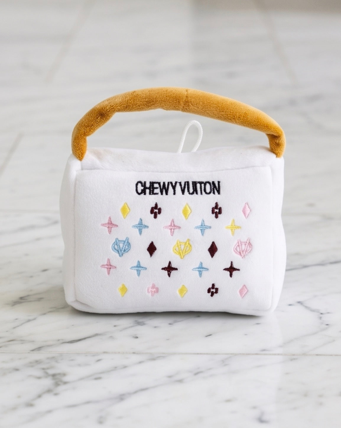 Haute Diggity Dog White Chewy Vuiton Handbag Plush Dog Toy