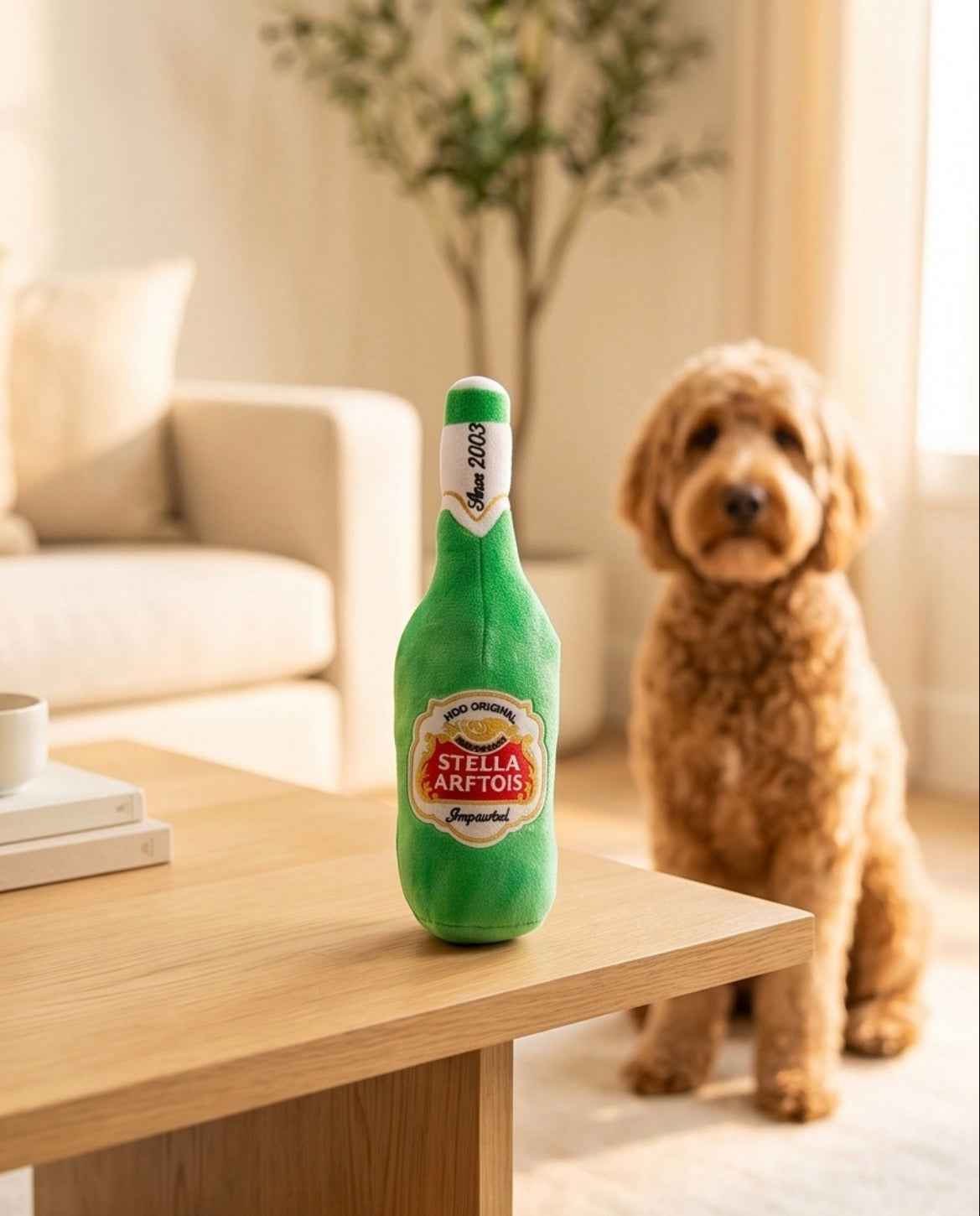 Haute Diggity Dog Stella Arftois Beer Bottle Plush Dog Toy