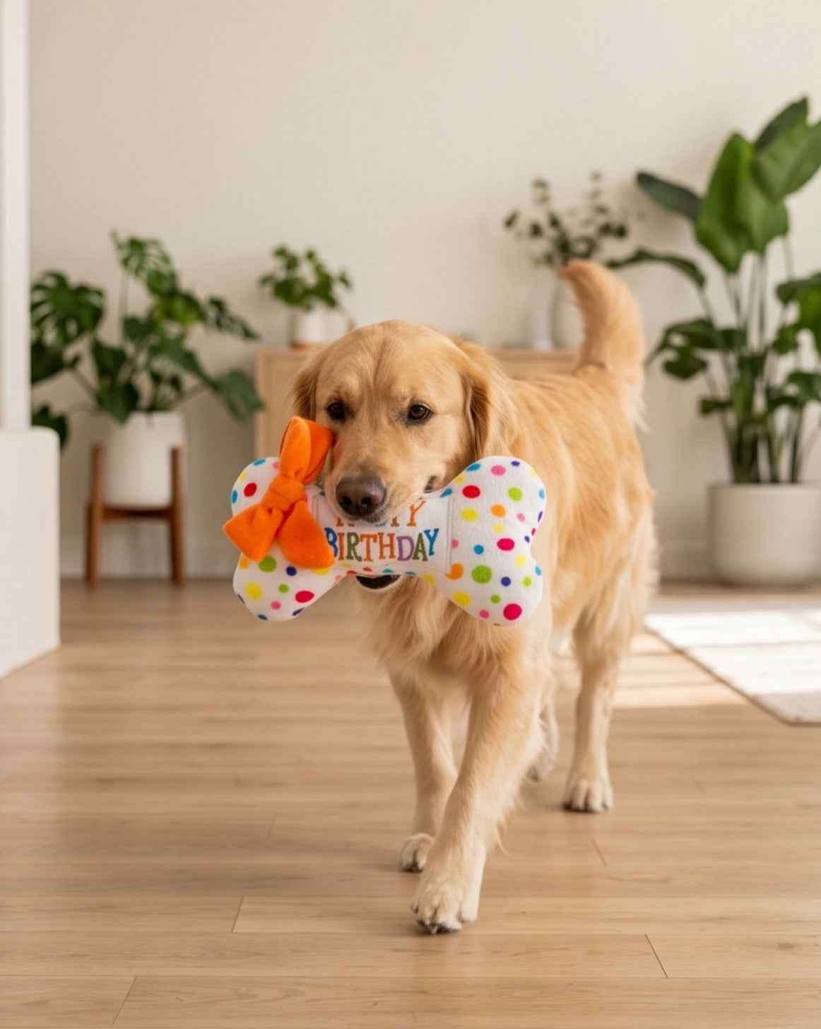 Haute Diggity Dog Happy Birthday Bone Plush Dog Toy