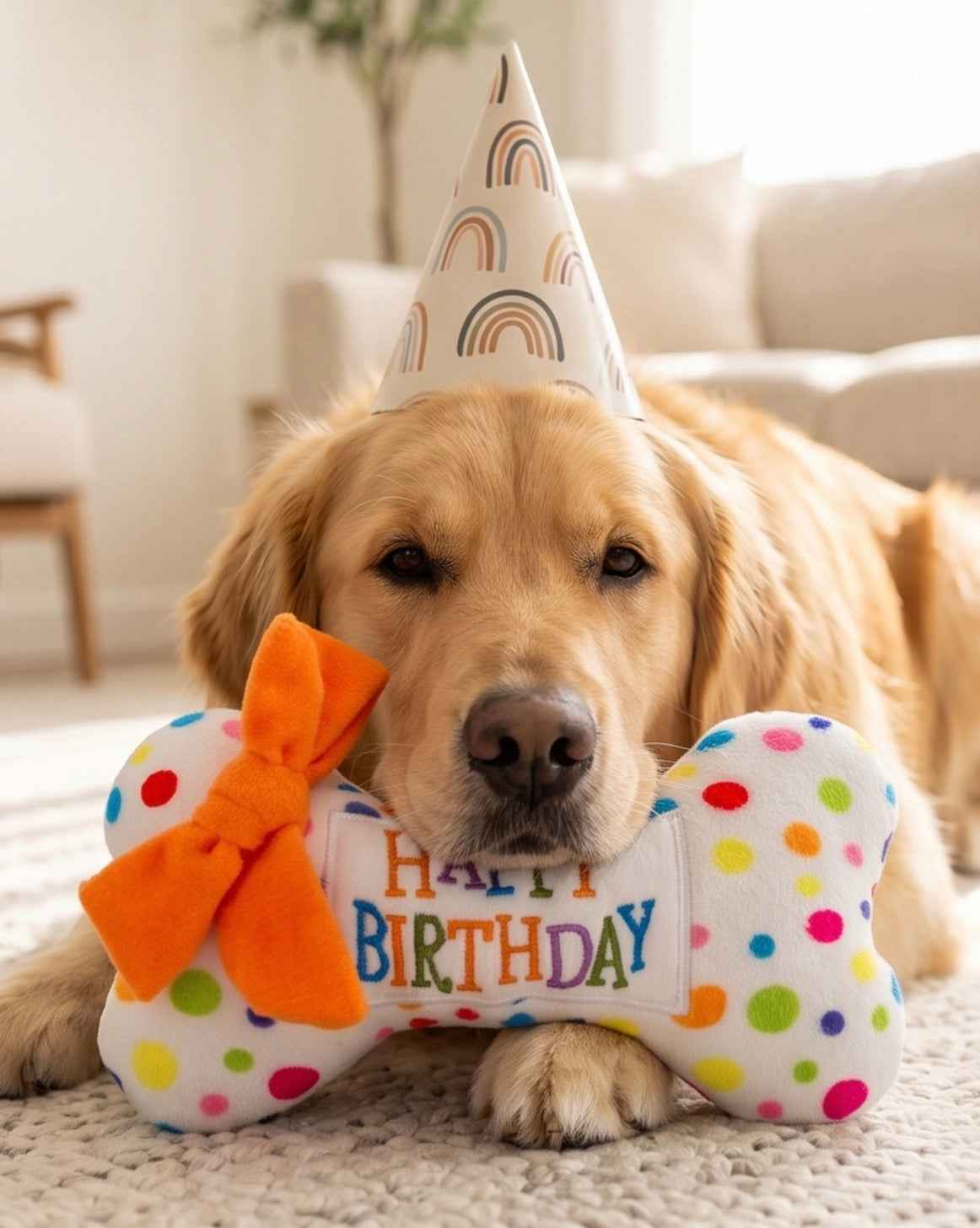 Haute Diggity Dog Happy Birthday Bone Plush Dog Toy