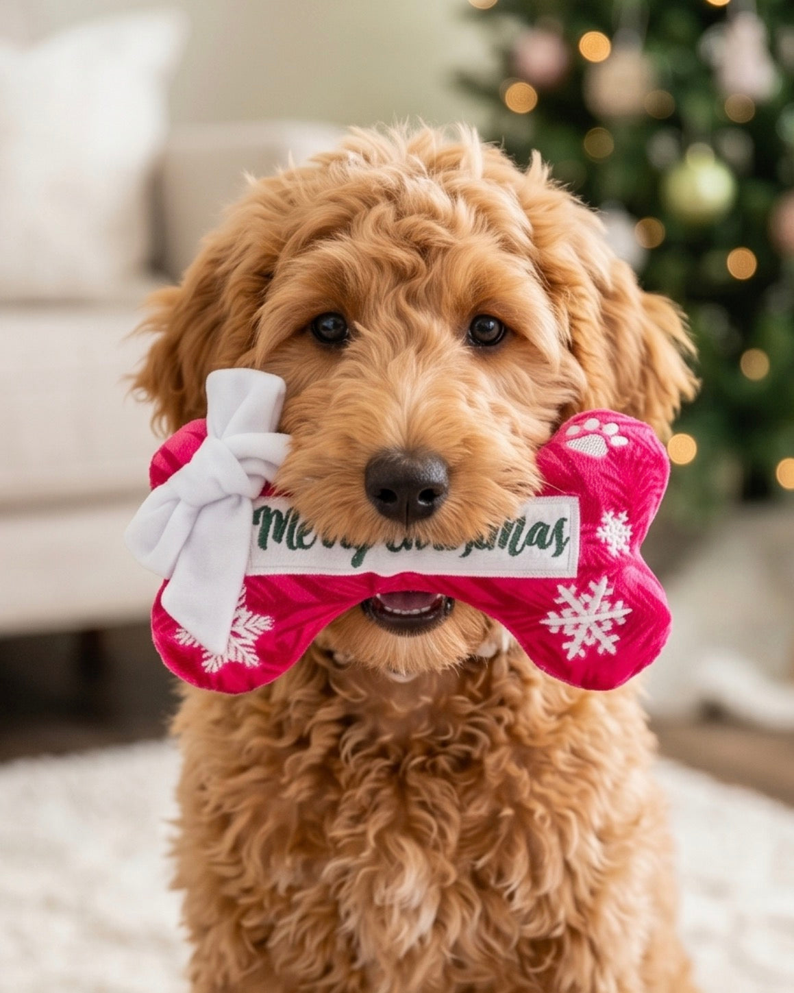 Haute Diggity Dog Puppermint Bone - Merry Christmas Plush Dog Toy Holiday Christmas Plush Dog Toy