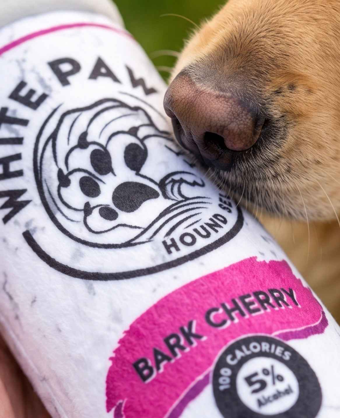 Haute Diggity Dog White Paw Bark Cherry Plush Dog Toy
