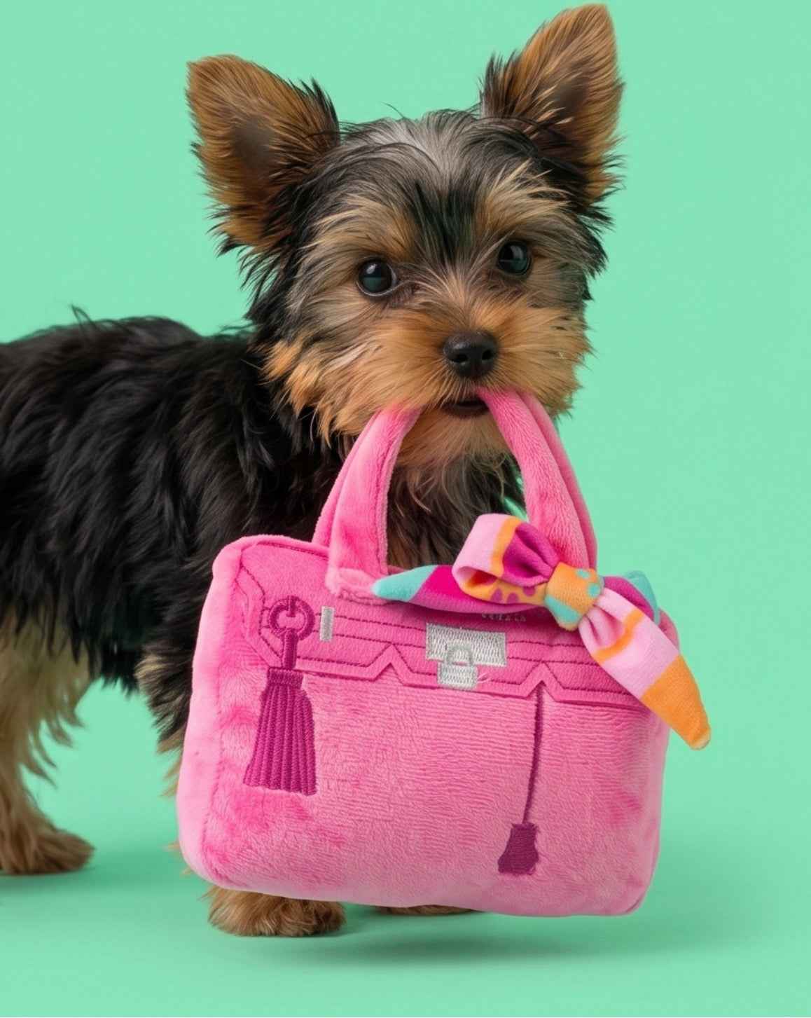 Haute Diggity Dog Barkin Bag - Pink w/ Scarf (Chic Doggie) Plush Dog Toy