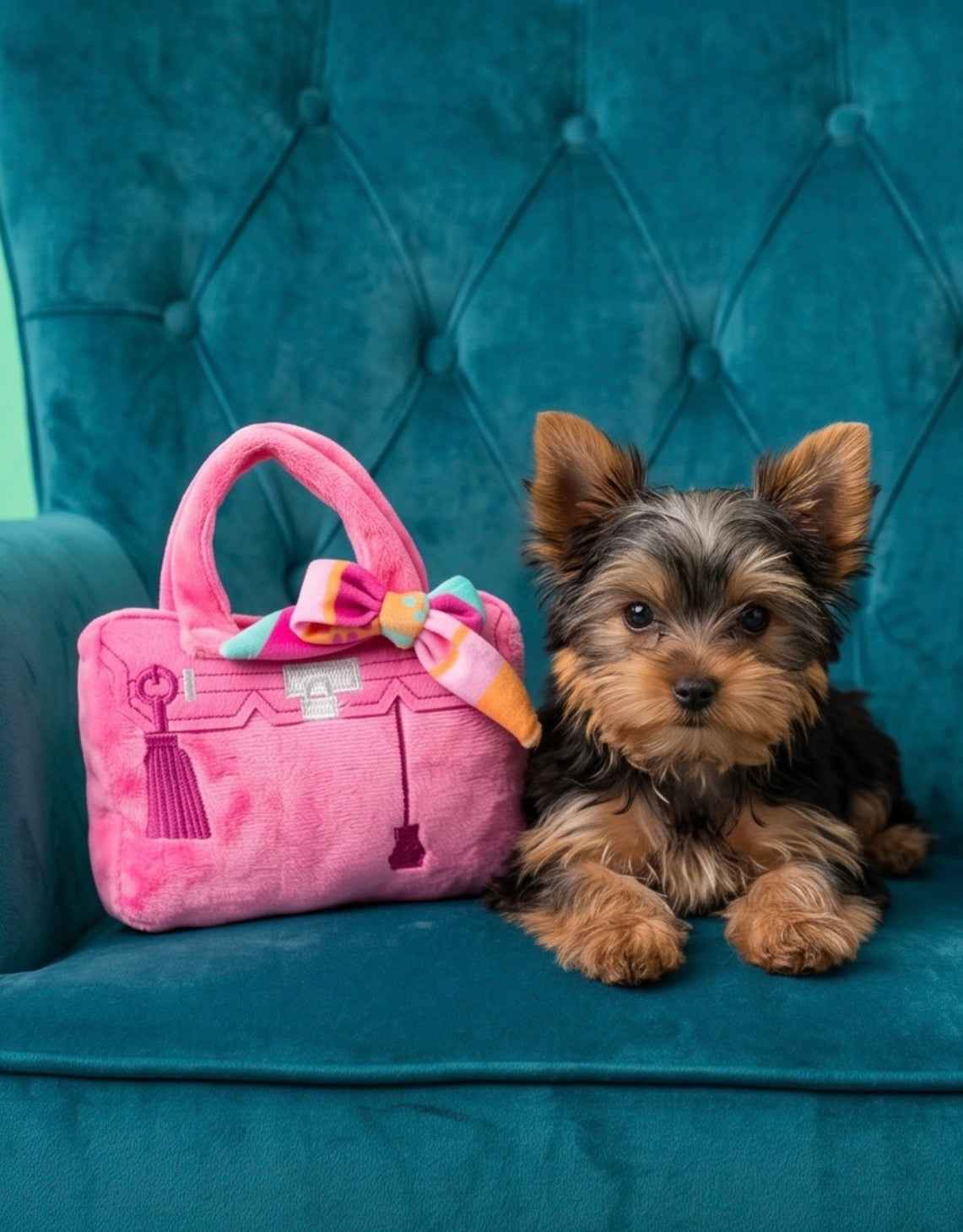 Haute Diggity Dog Barkin Bag - Pink w/ Scarf (Chic Doggie) Plush Dog Toy