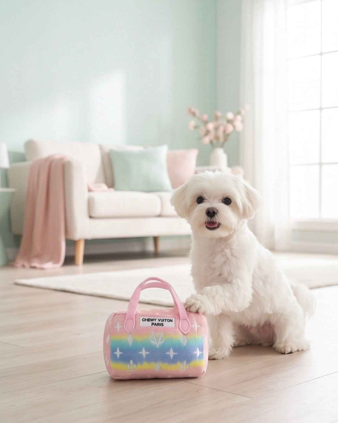 Haute Diggity Dog Pink Ombre Chewy Vuiton Handbag Plush Dog Toy