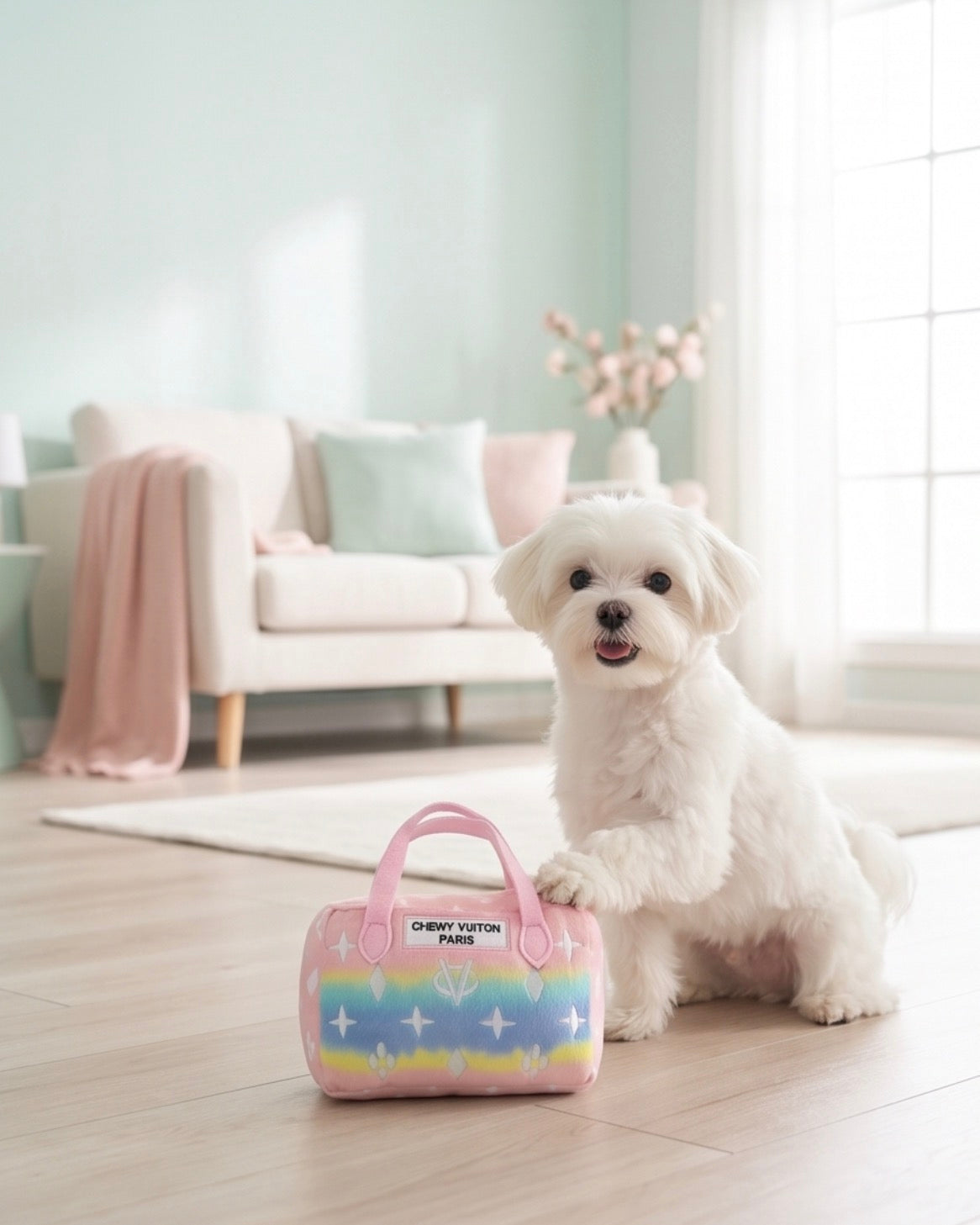 Haute Diggity Dog Pink Ombre Chewy Vuiton Handbag Plush Dog Toy