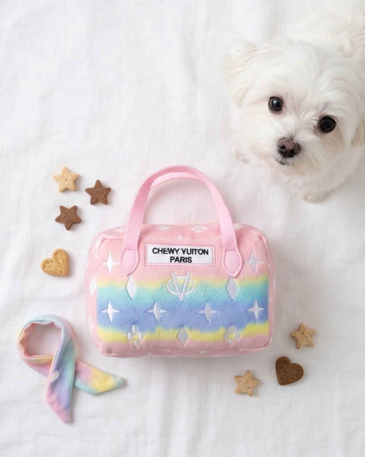 Haute Diggity Dog Pink Ombre Chewy Vuiton Handbag Plush Dog Toy