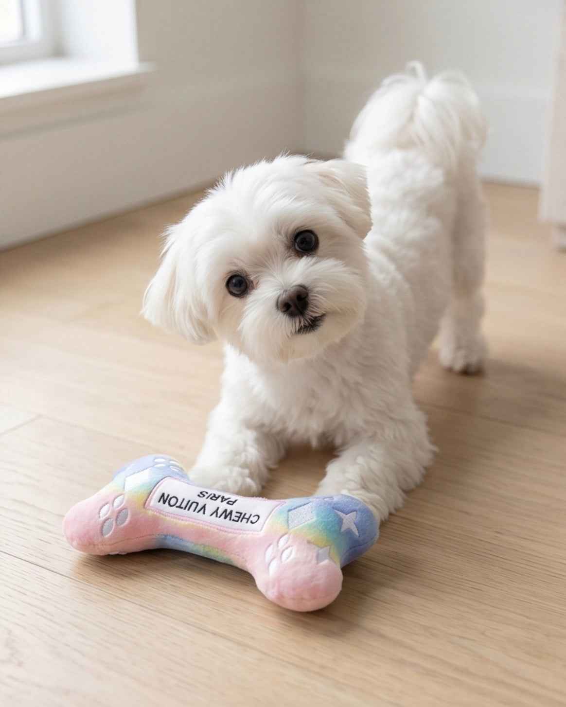Haute Diggity Dog Pink Ombre Chewy Vuiton Bone Plush Dog Toy