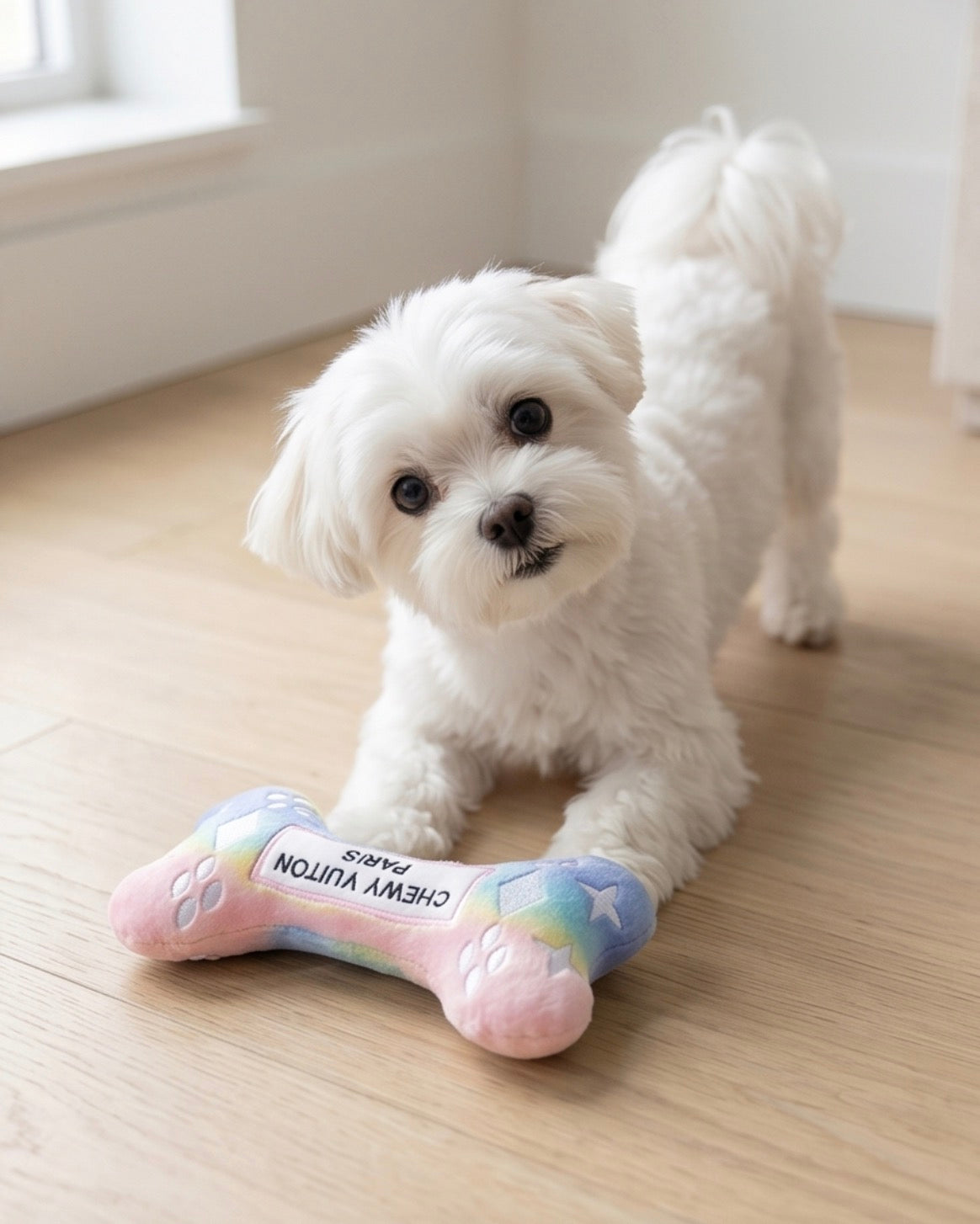Haute Diggity Dog Pink Ombre Chewy Vuiton Bone Plush Dog Toy