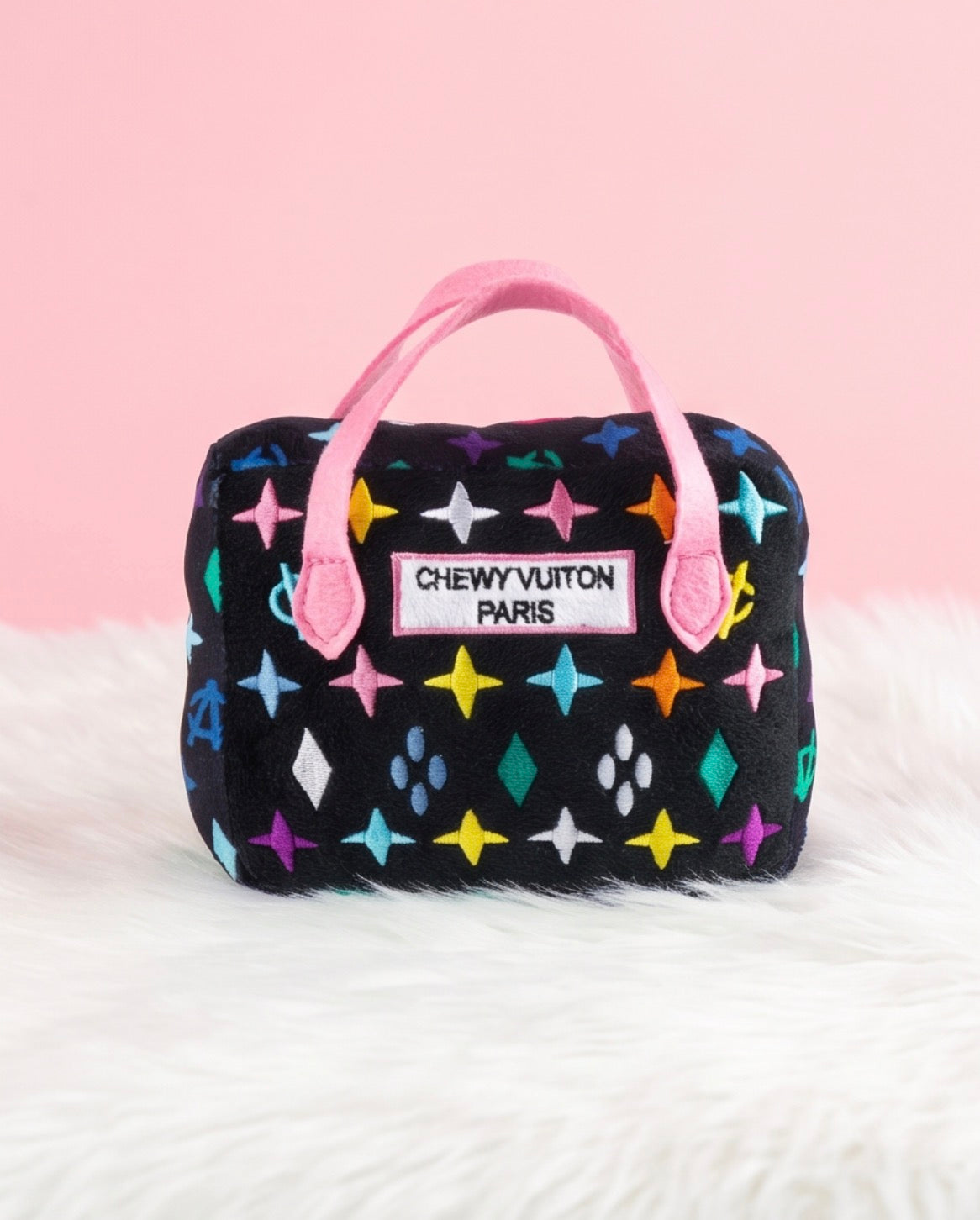Haute Diggity Dog Black Monogram Chewy Vuiton Handbag Plush Dog Toy