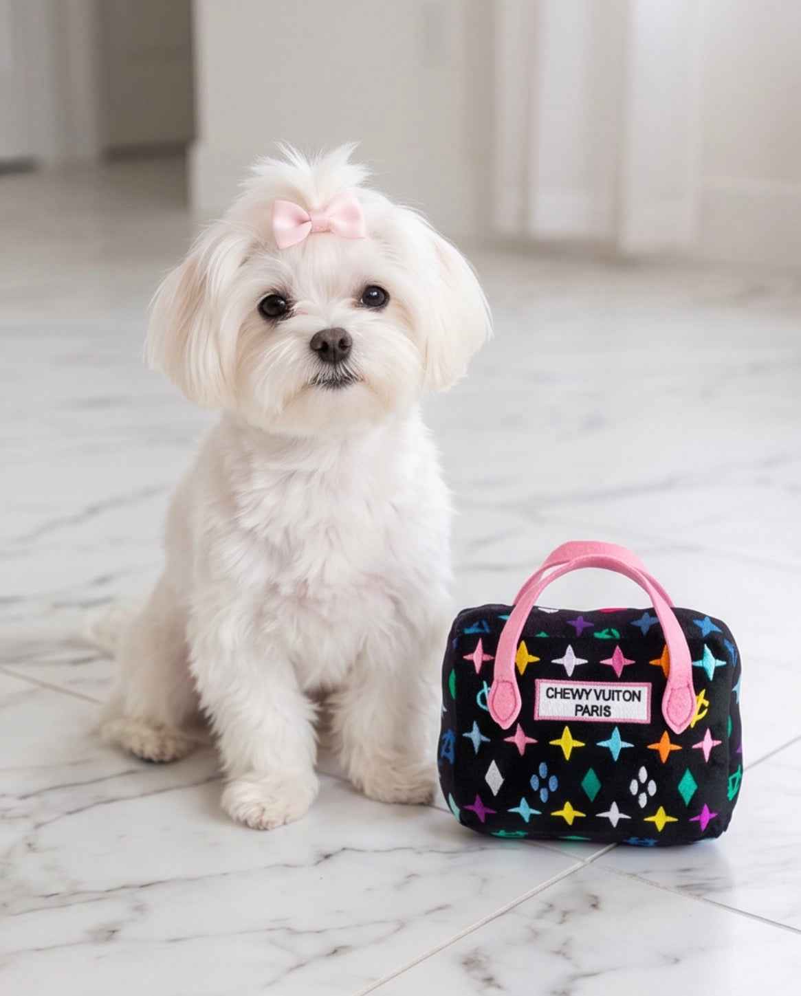 Haute Diggity Dog Black Monogram Chewy Vuiton Handbag Plush Dog Toy