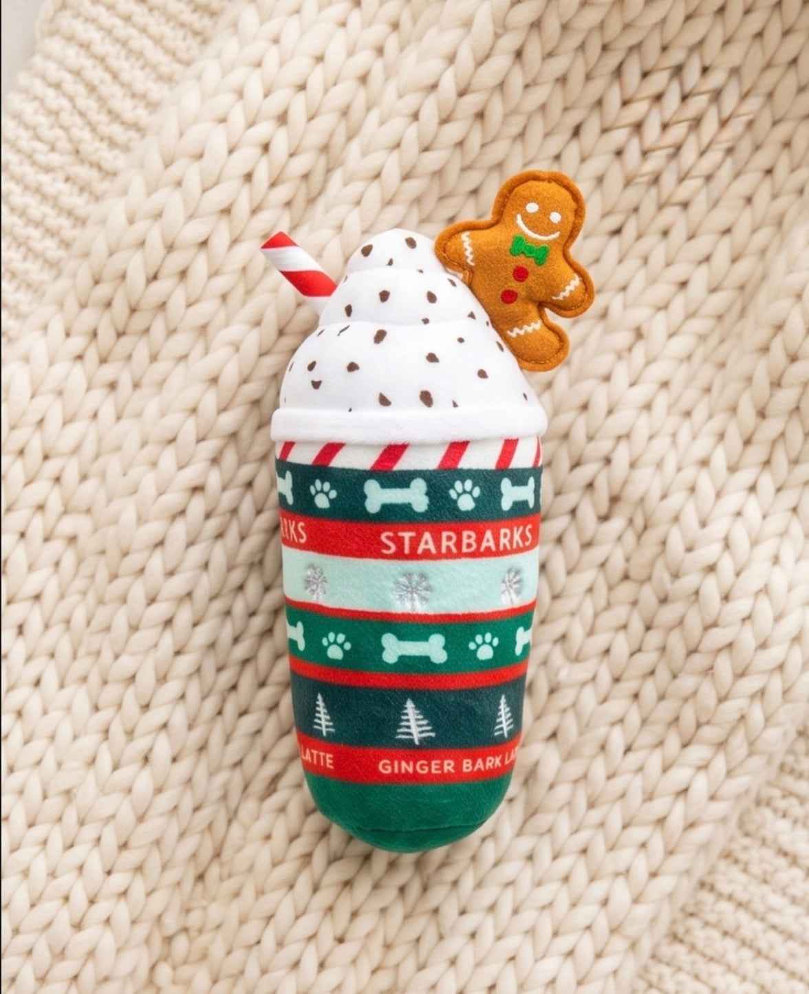 Haute Diggity Dog Starbarks Ginger Bark Latte Holiday Christmas Plush Dog Toy