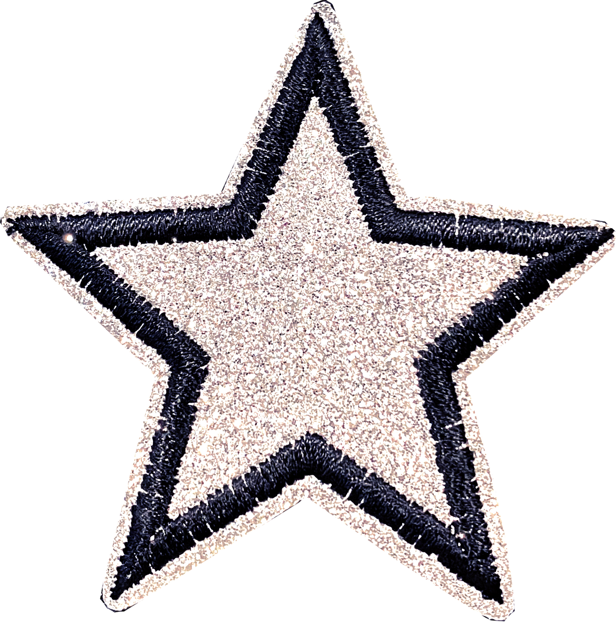 Silver Glitter Star Patch