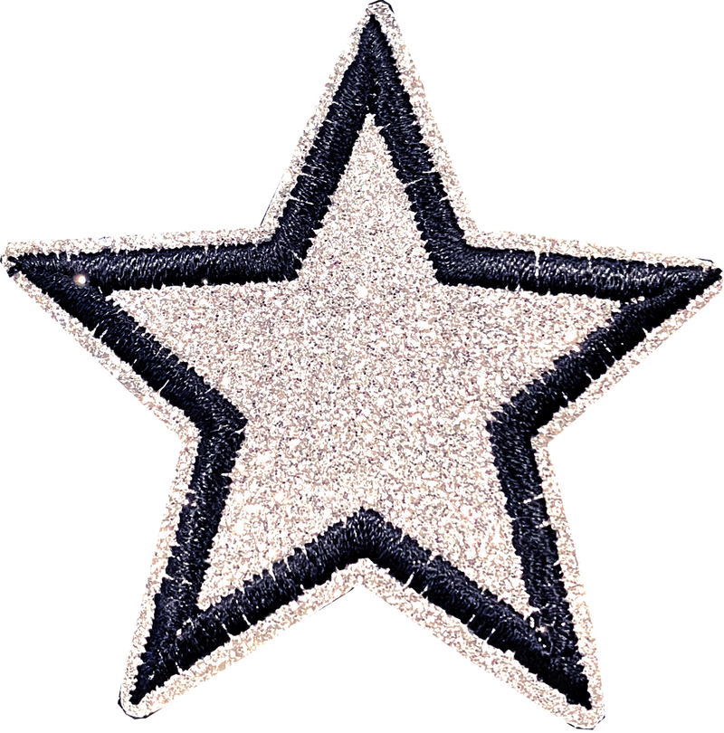 Silver Glitter Star Patch