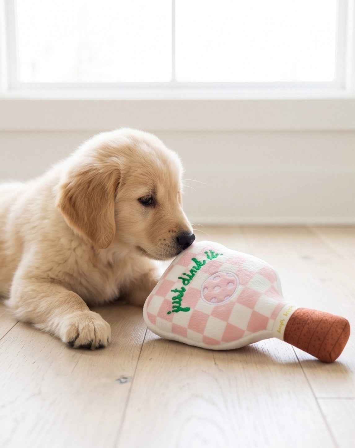 Haute Diggity Dog Pink Checker Pickleball Paddle Plush Dog Toy