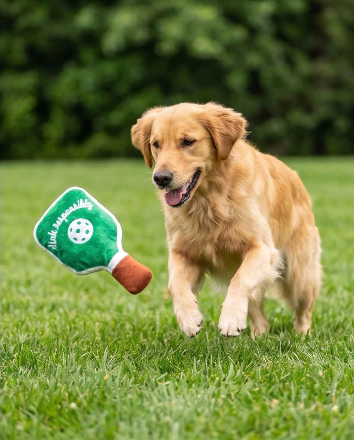 Haute Diggity Dog Green Stripe Pickleball Paddle Plush Dog Toy