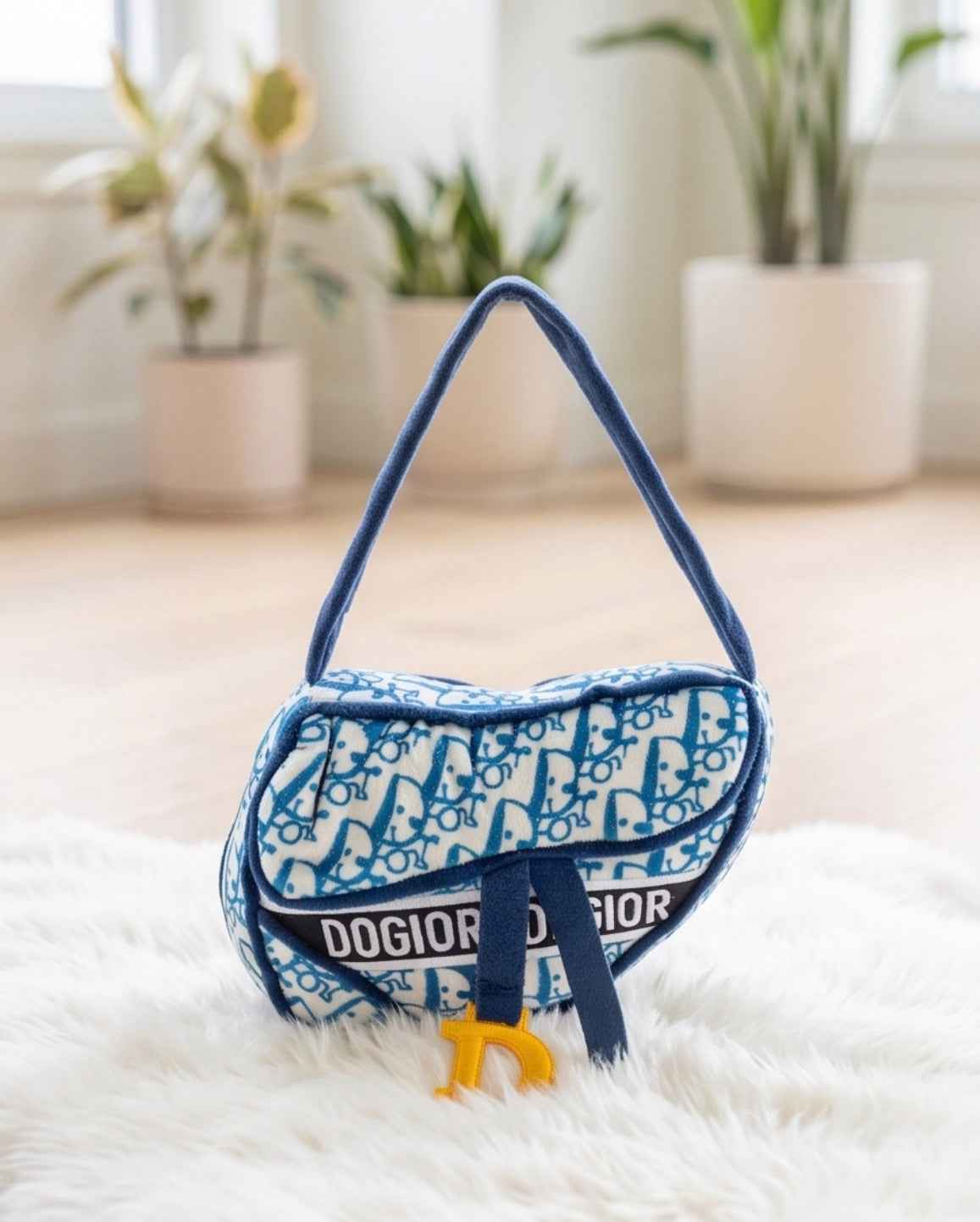 Haute Diggity Dog Dogior Saddle Bag - Navy Plush Dog Toy