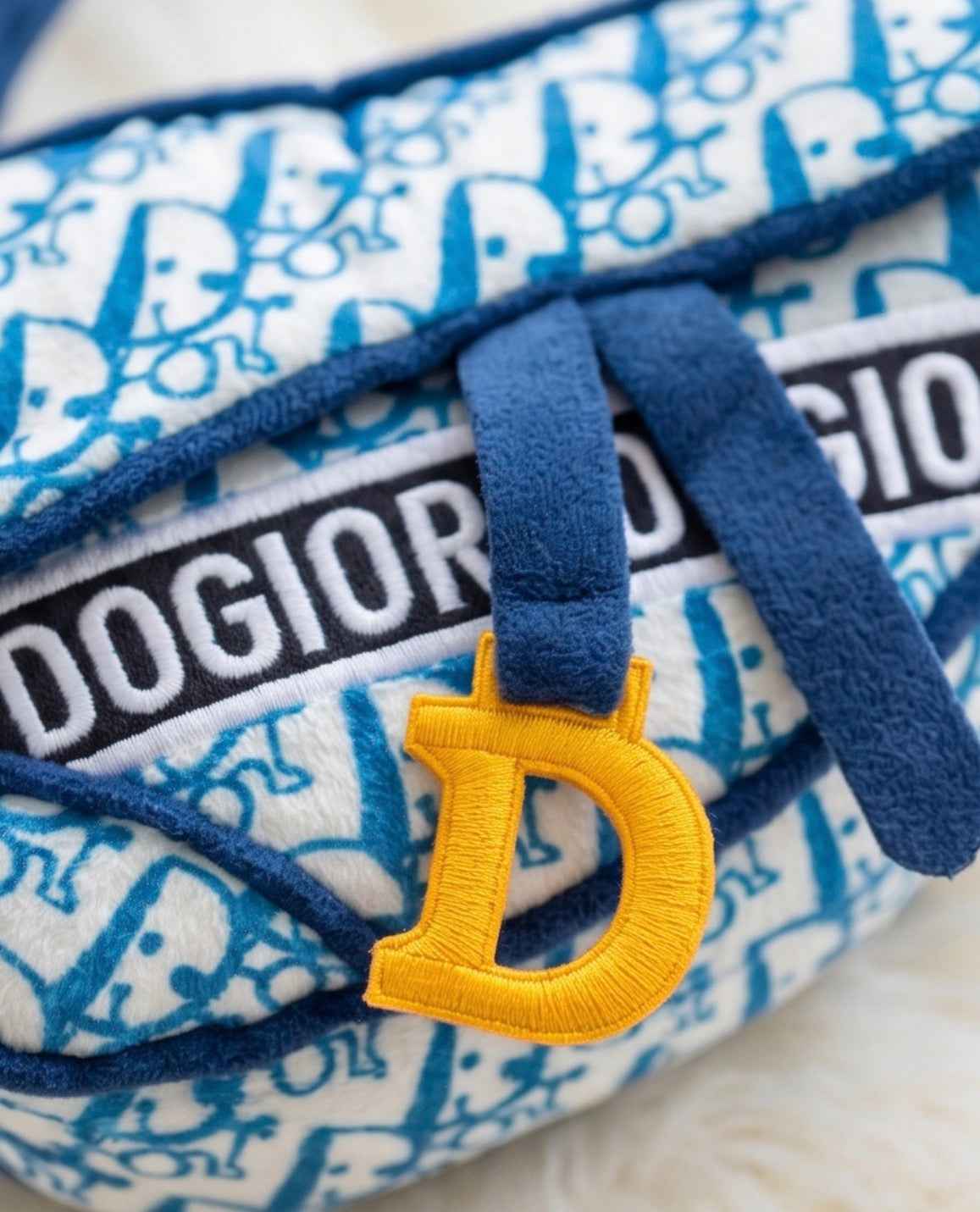 Haute Diggity Dog Dogior Saddle Bag - Navy Plush Dog Toy