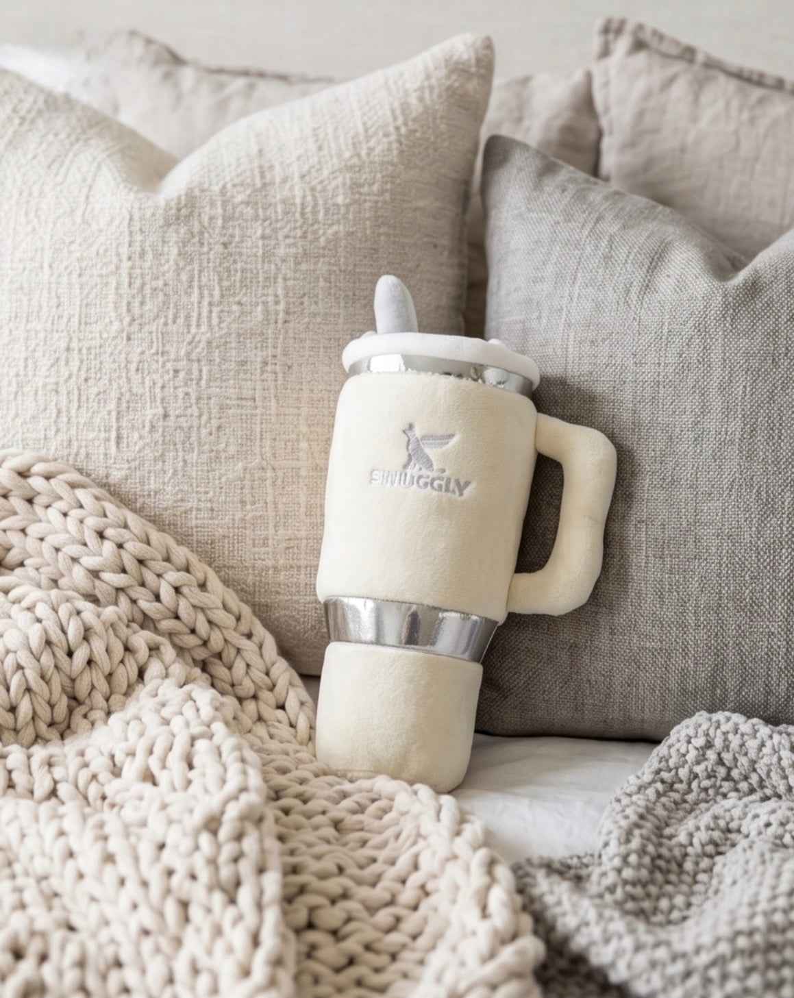 Haute Diggity Dog Snuggly Cup - Ivory Plush Dog Toy