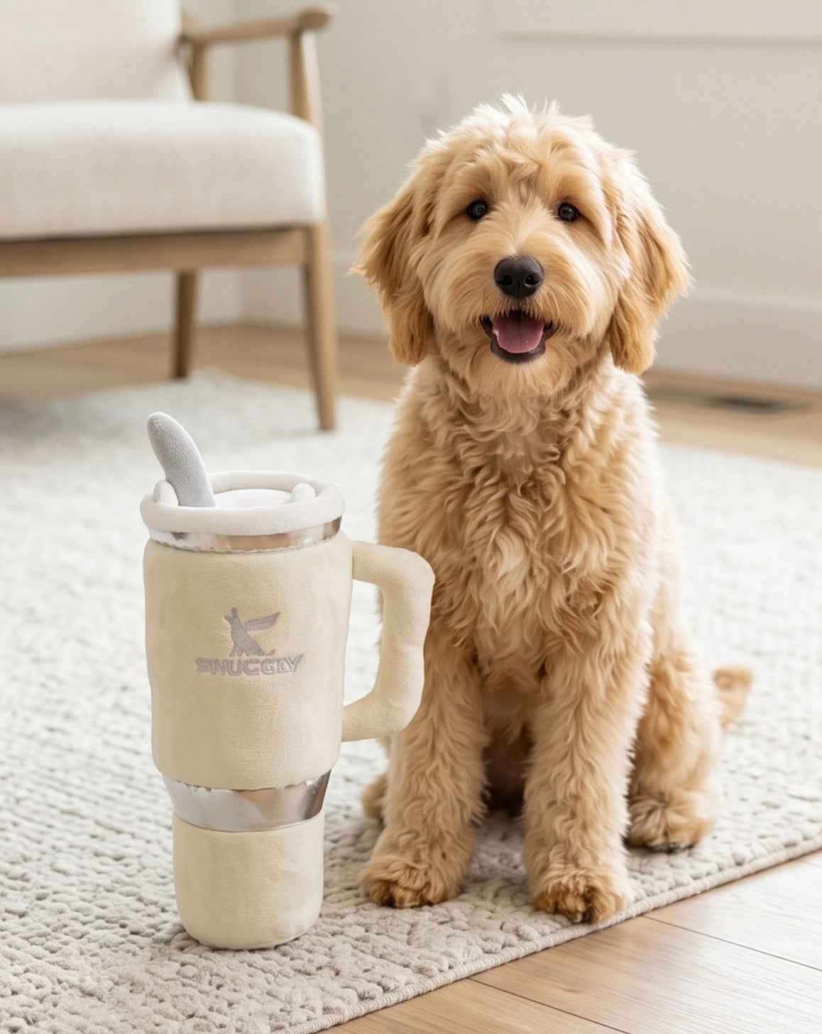 Haute Diggity Dog Snuggly Cup - Ivory Plush Dog Toy