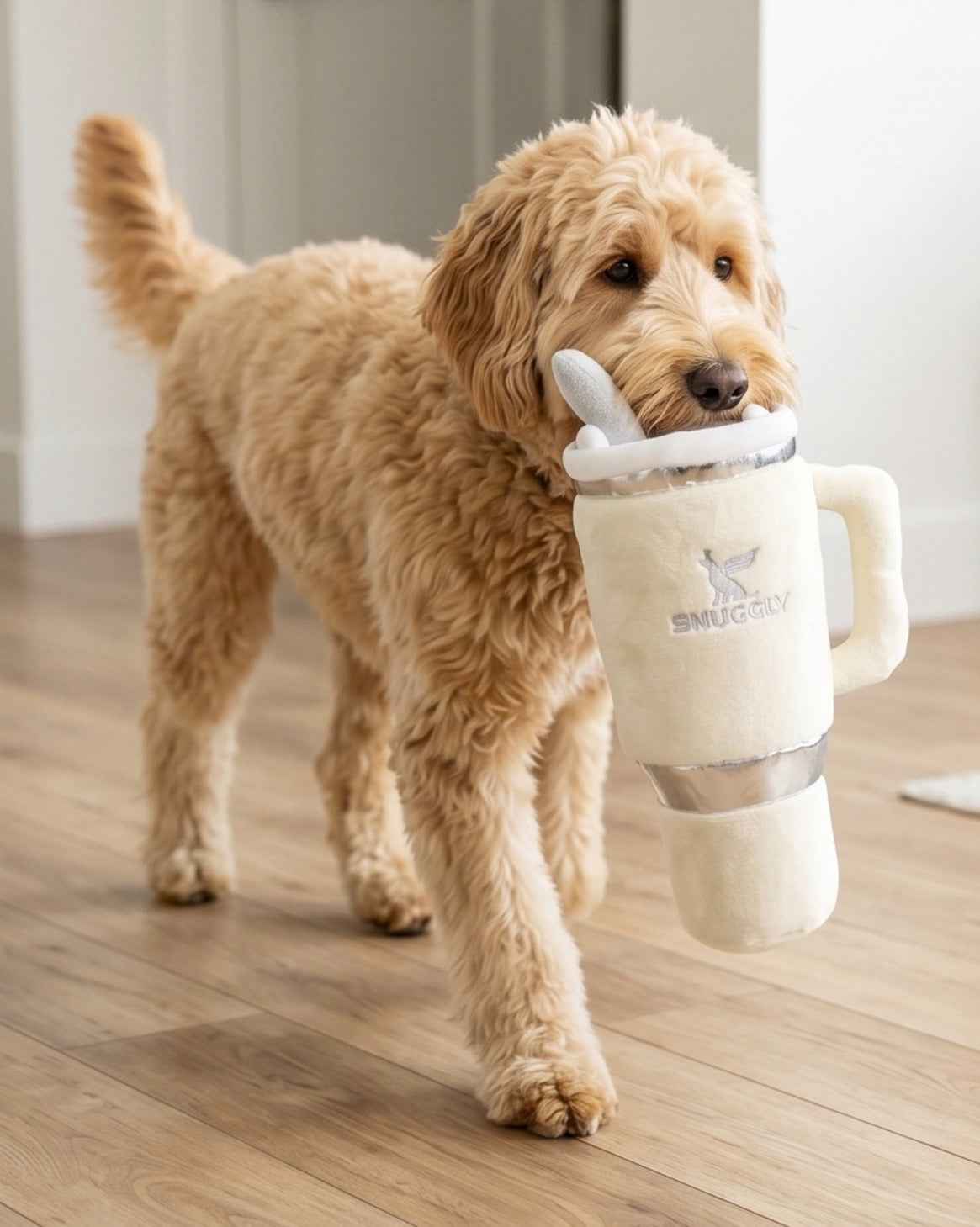 Haute Diggity Dog Snuggly Cup - Ivory Plush Dog Toy