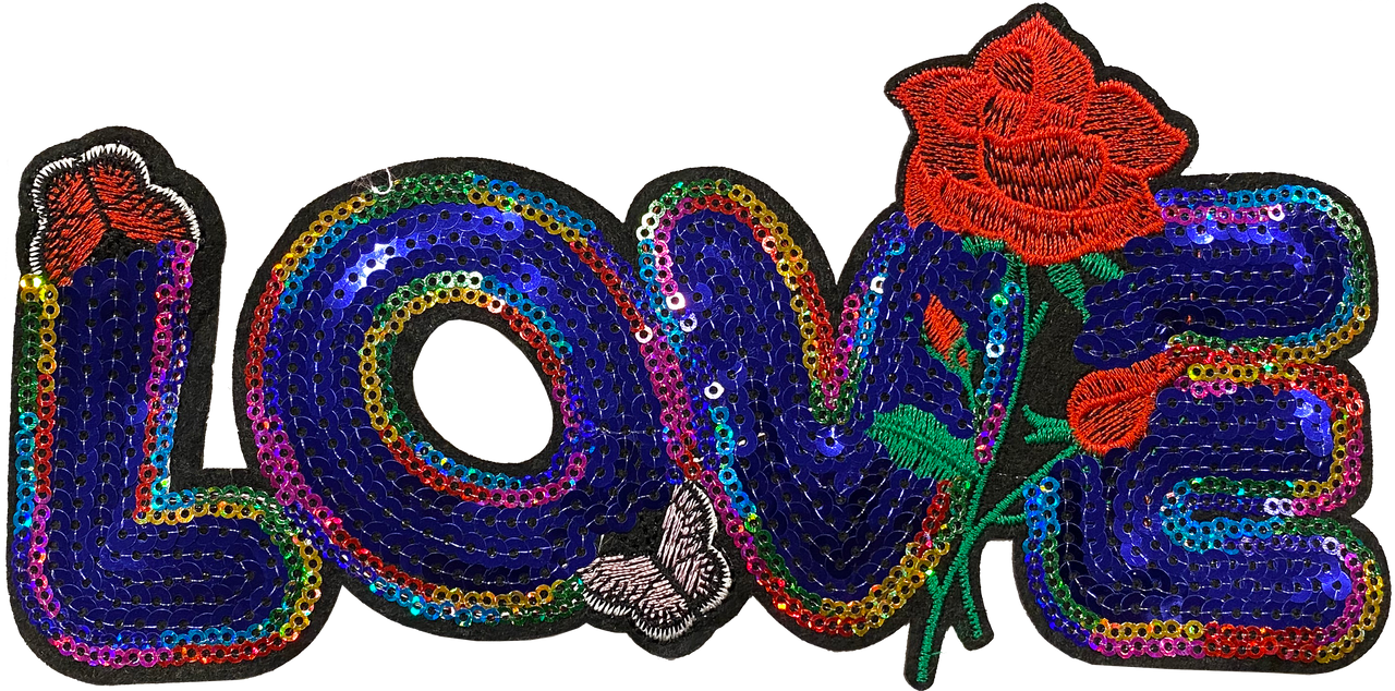 Large Love Sequin Patch